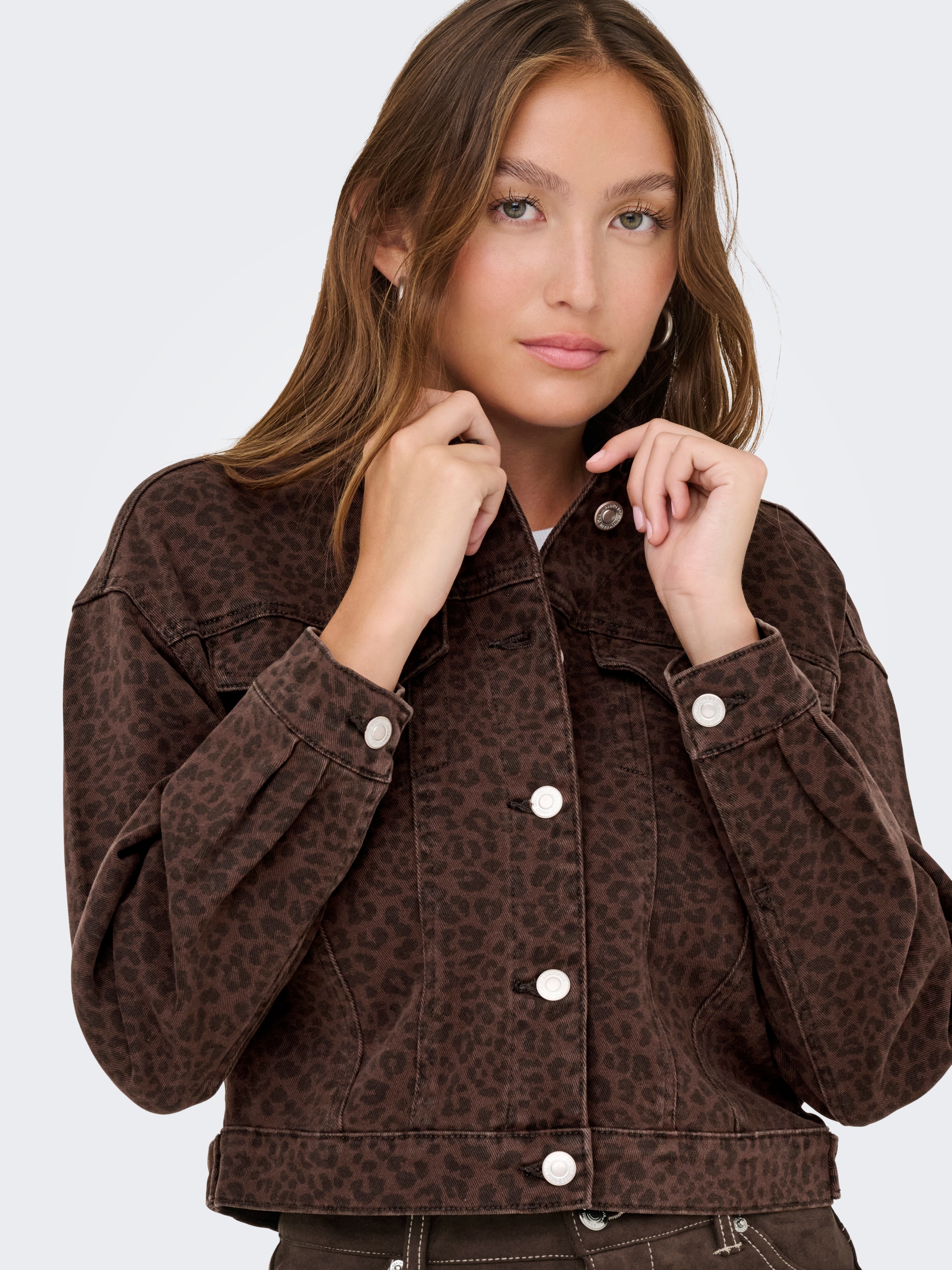 Thumbnail - ONLY Jeansjacke "ONLANLIE-ANIMAL L/S JACKET CC PNT" ohne Kapuze