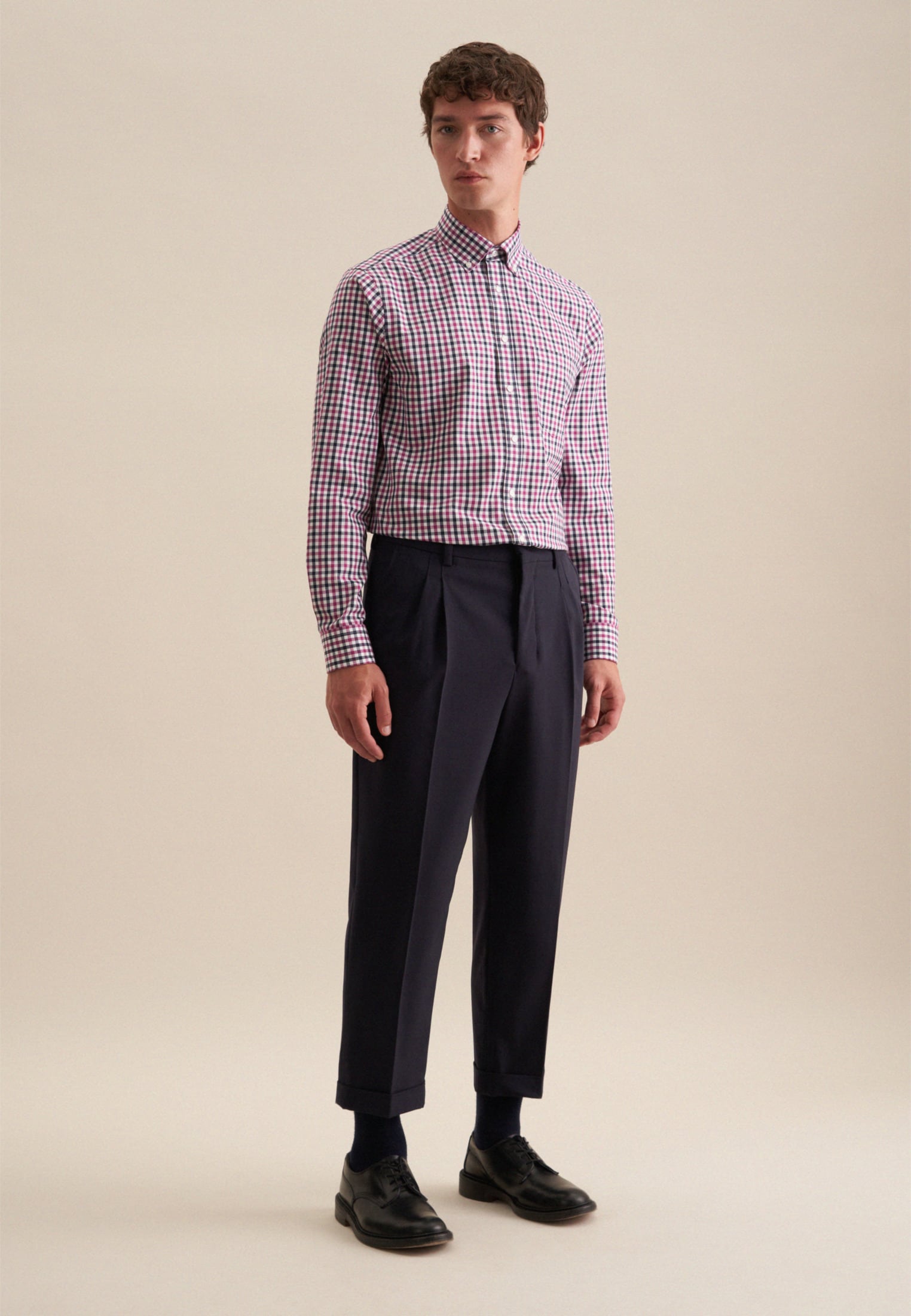 seidensticker Flanellhemd »Comfort«, Comfort Langarm Button-Down-Kragen Karo