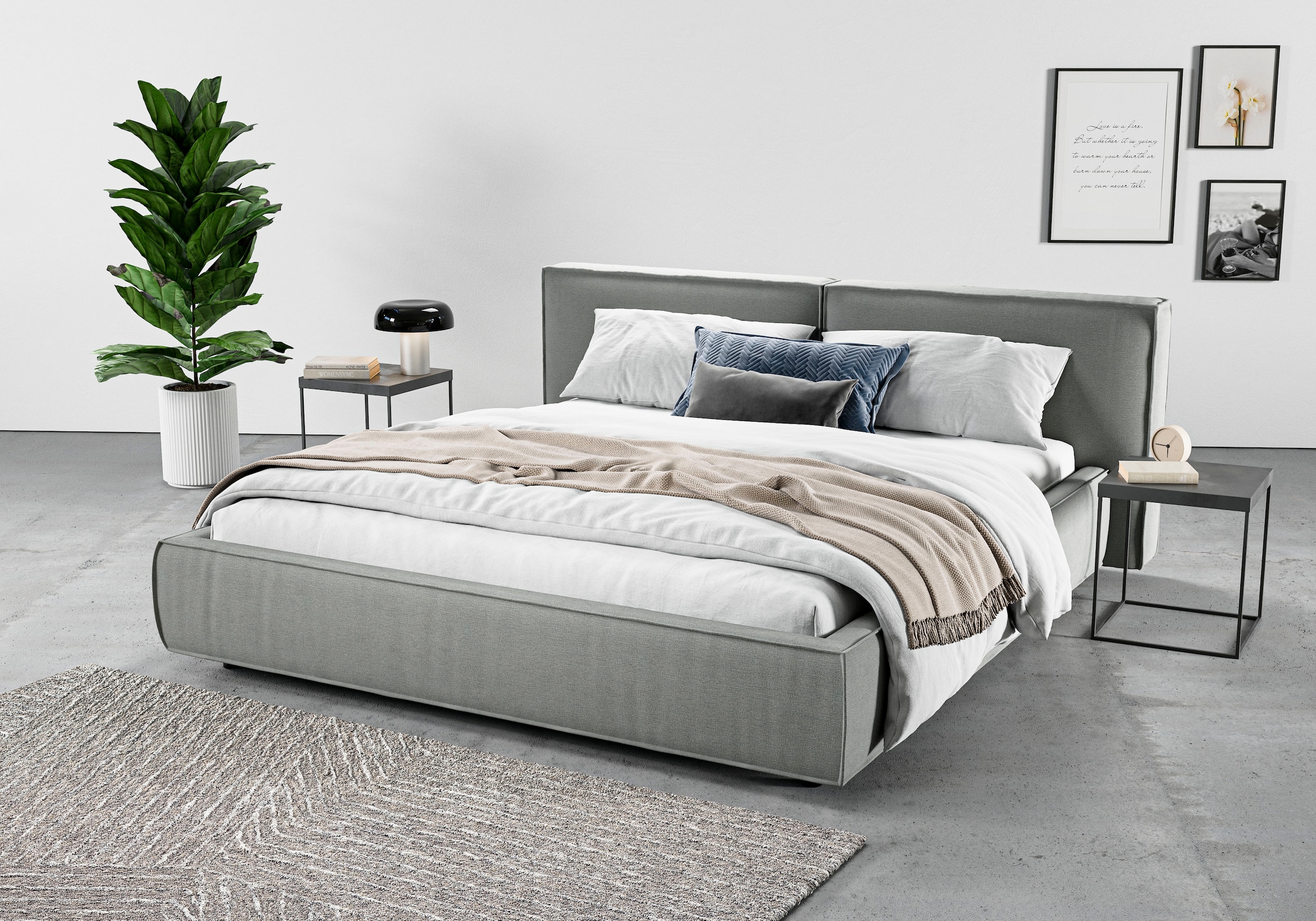 Home affaire Polsterbett "Adrina mit Biesenoptik, Feincord und Luxus-Microf günstig online kaufen