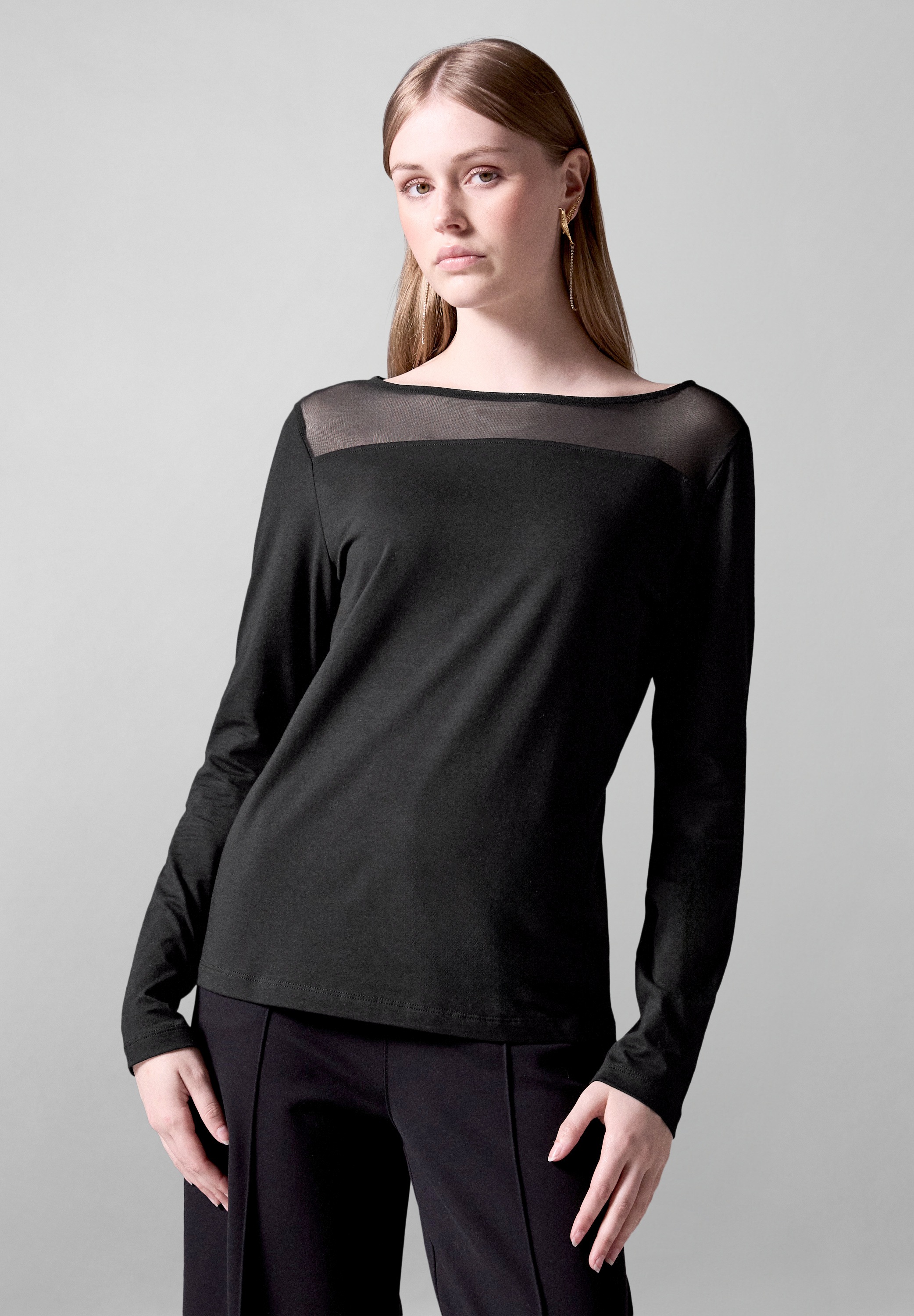 STREET ONE STUDIO Langarmshirt, aus Baumwolle mit Stretchante