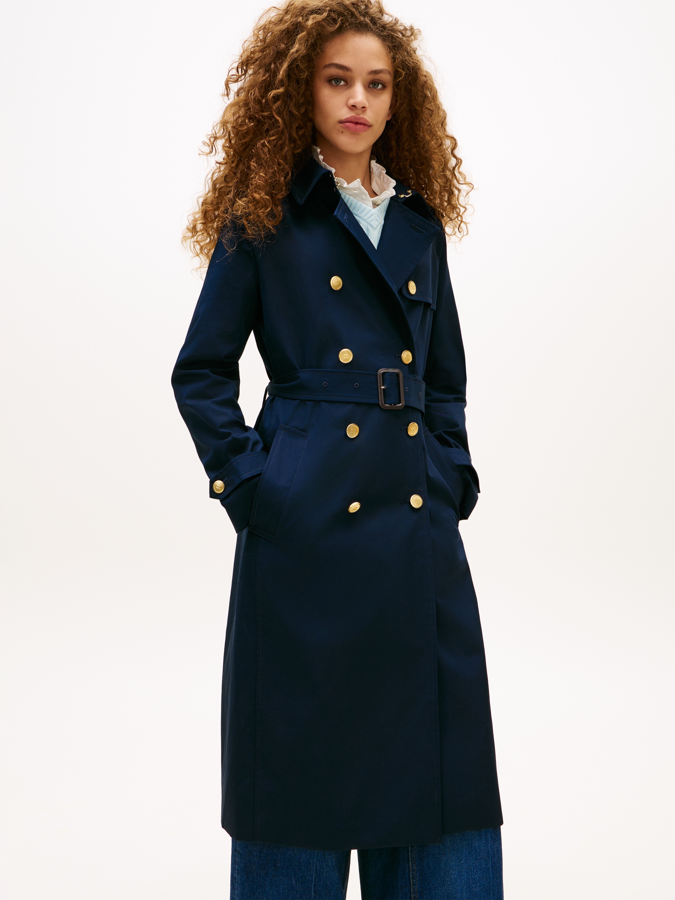 Tommy Hilfiger Trenchcoat »SLIM COTTON MIDI TRENCH«