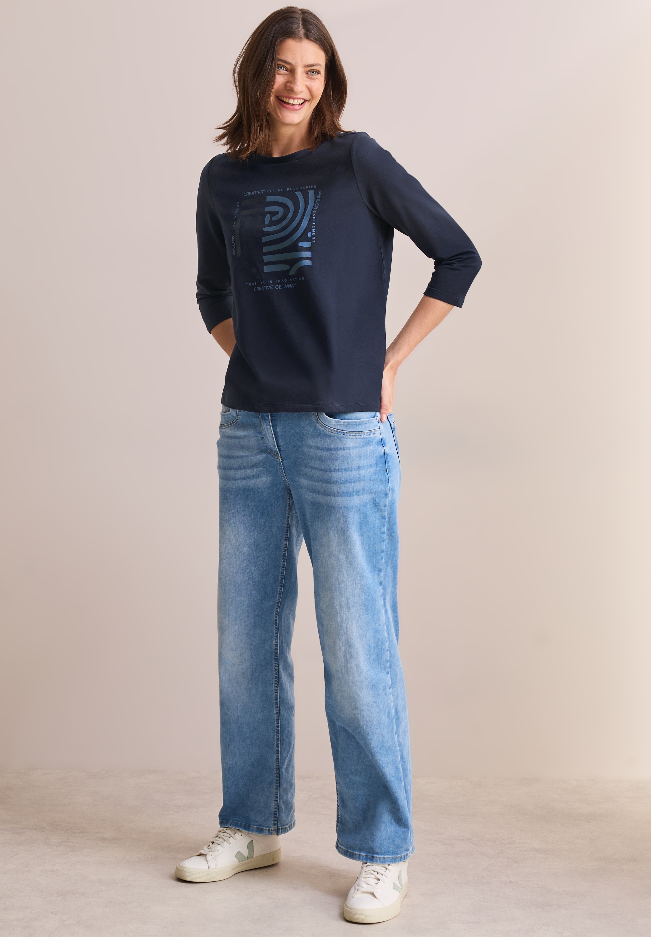 Cecil Print-Shirt, mit U-Boot-Ausschnitt