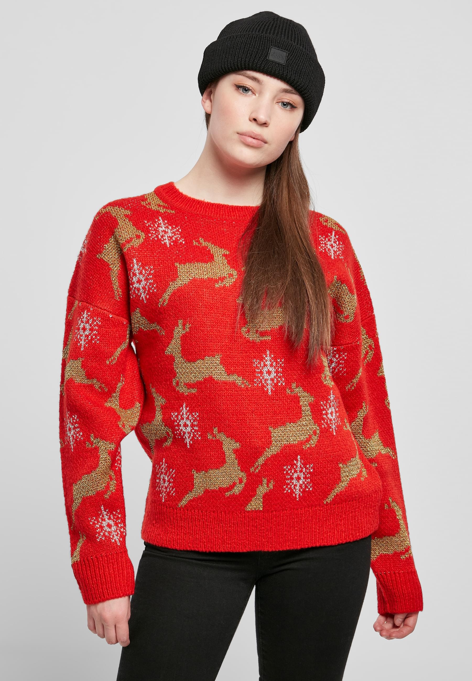 URBAN CLASSICS Rundhalspullover »Urban Classics Damen Ladies Oversized Christmas Sweater«, (1 tlg.)
