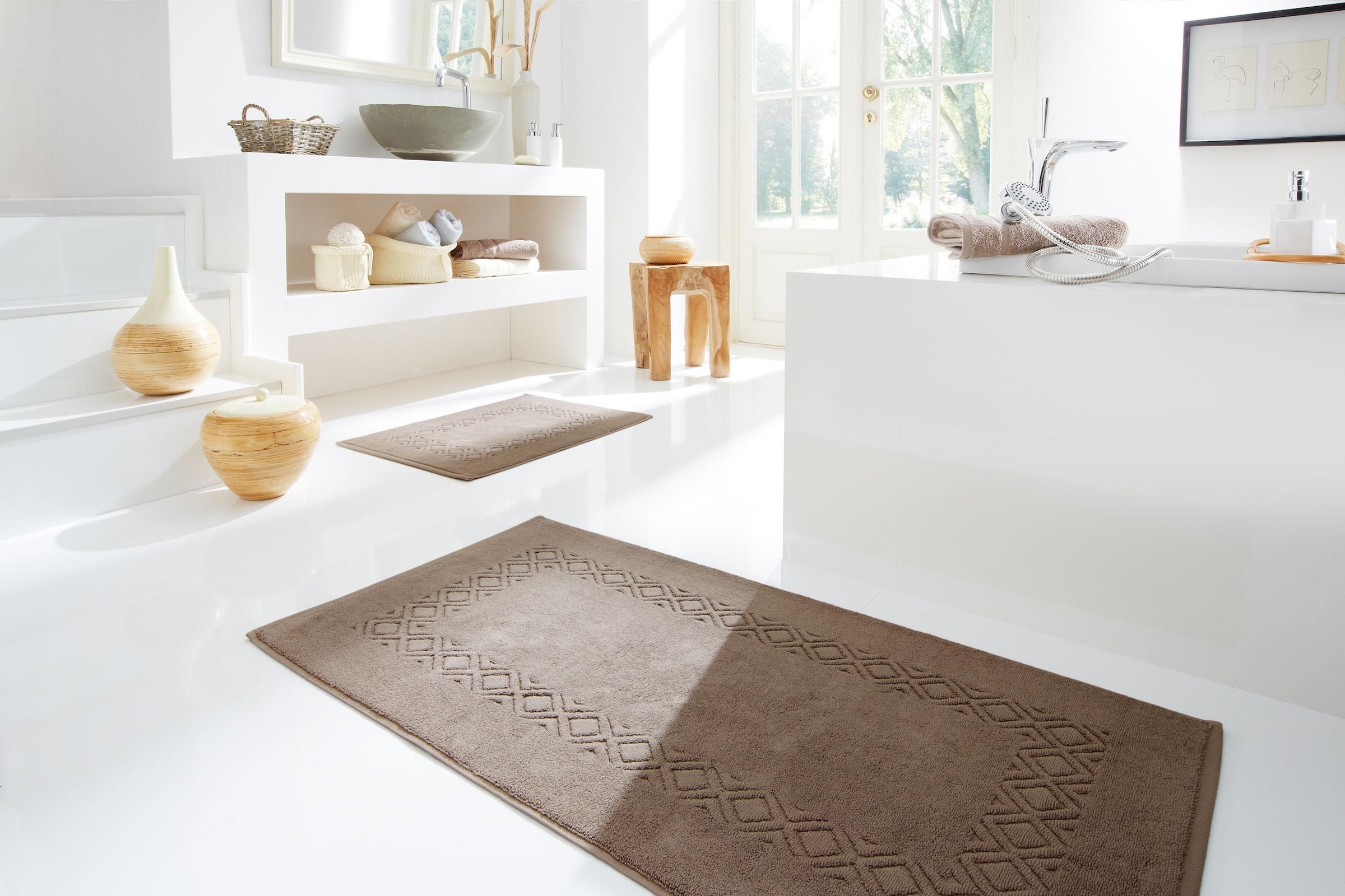 Egeria Badematte "Denver" Höhe 8 mm beidseitig nutzbar  fußbodenheizungsgee günstig online kaufen