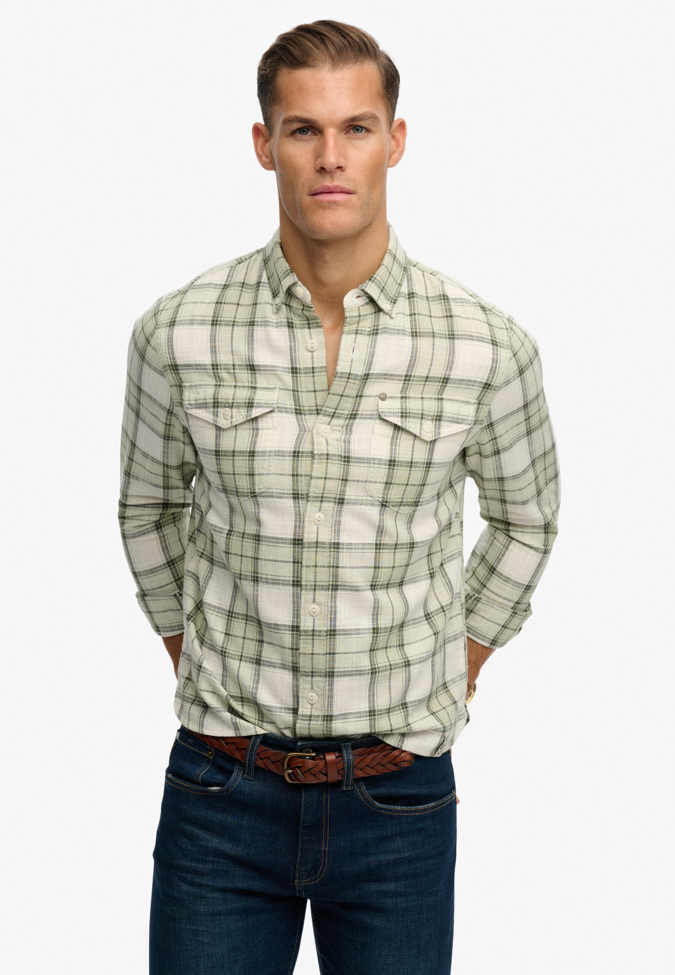 Superdry Langarmhemd "MERCHANT LITE CHECK SHIRT" mit Knopfleiste, aus Baumwolle, Regular Fit, kariertes Design