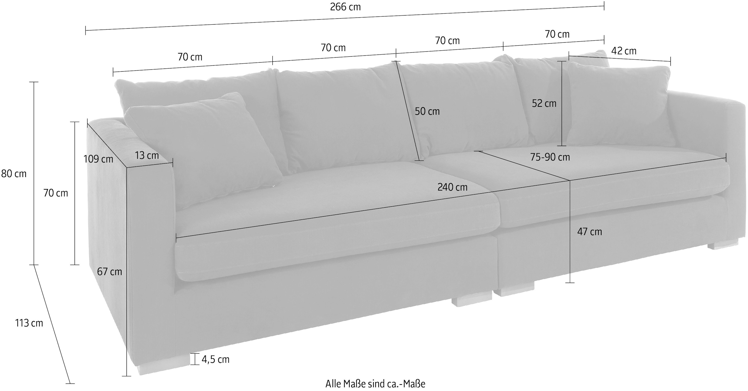 Guido Maria Kretschmer Home&Living Big-Sofa »Arles«, extra tiefe Sitzfläche, in diversen Stoffqualitäten