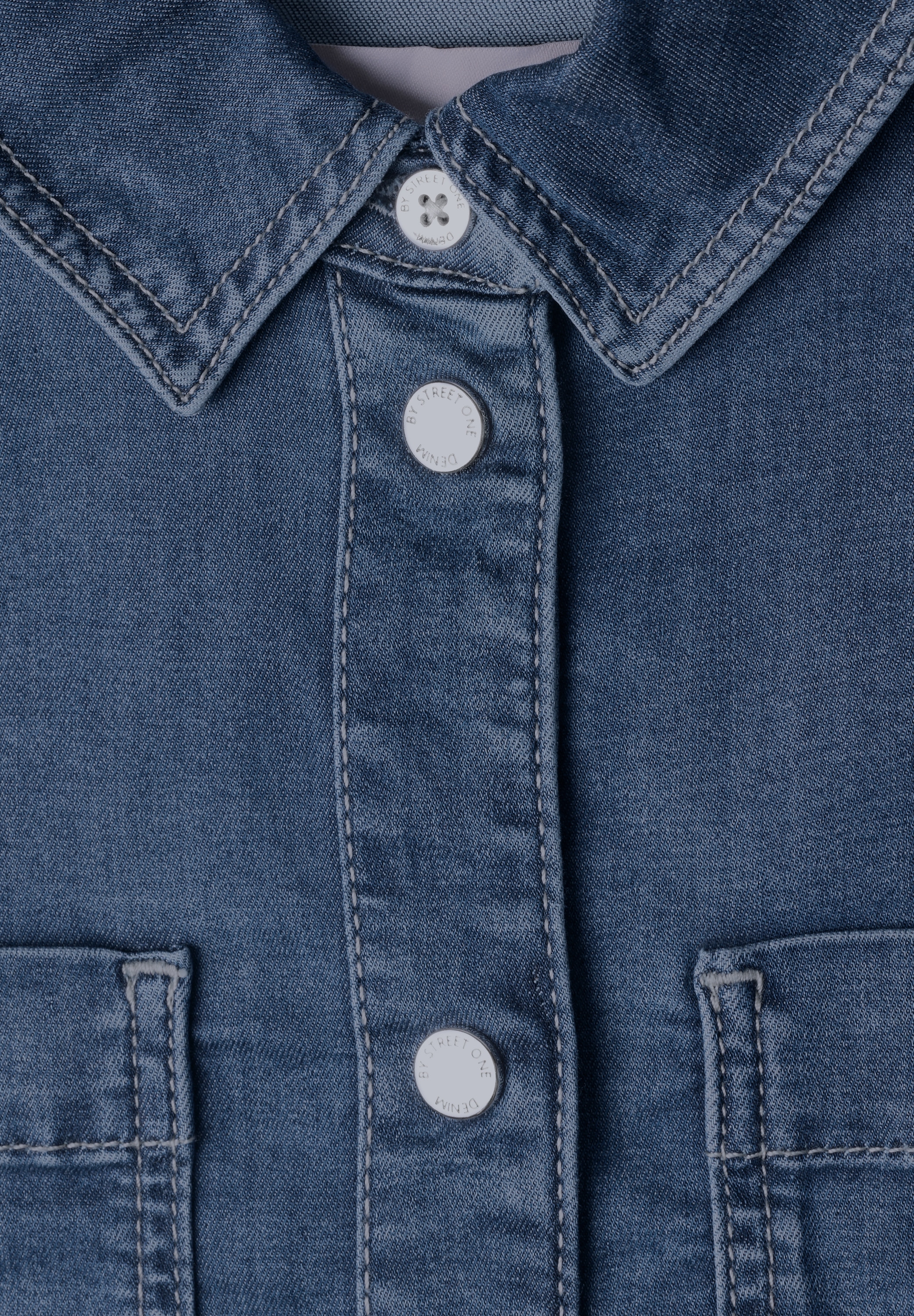 STREET ONE Langarmbluse in Denim-Optik