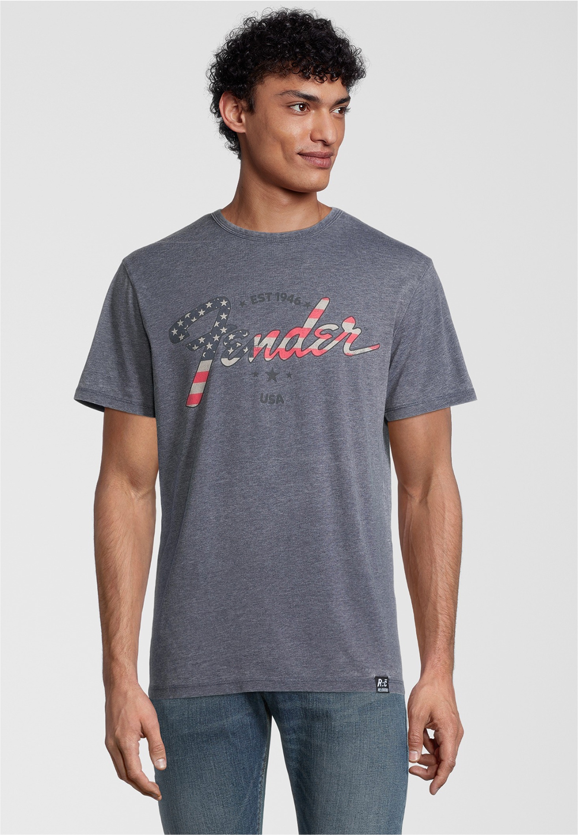 Recovered T-Shirt "Fender American Flag Logo", mit Fender-Logo im Vintage-S günstig online kaufen