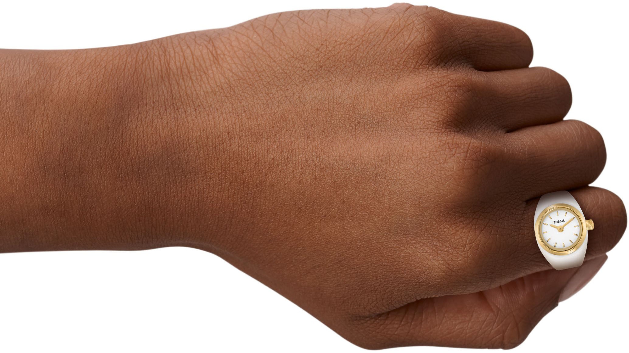 Fossil Uhrenring »WATCH RING«, Armbanduhr, Damenuhr, Edelstahlarmband, analog