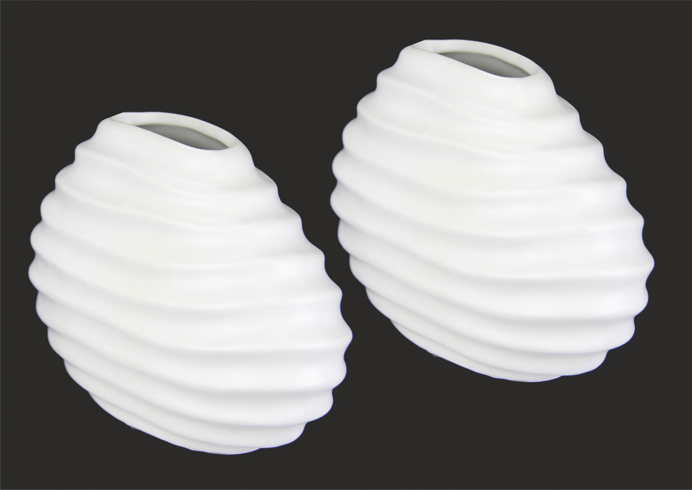 I.GE.A. Dekovase »Keramik-Vase«, 2er Set Kleine Vase Weiß Modern Keramik Tisch Küche Büro Pampasgras