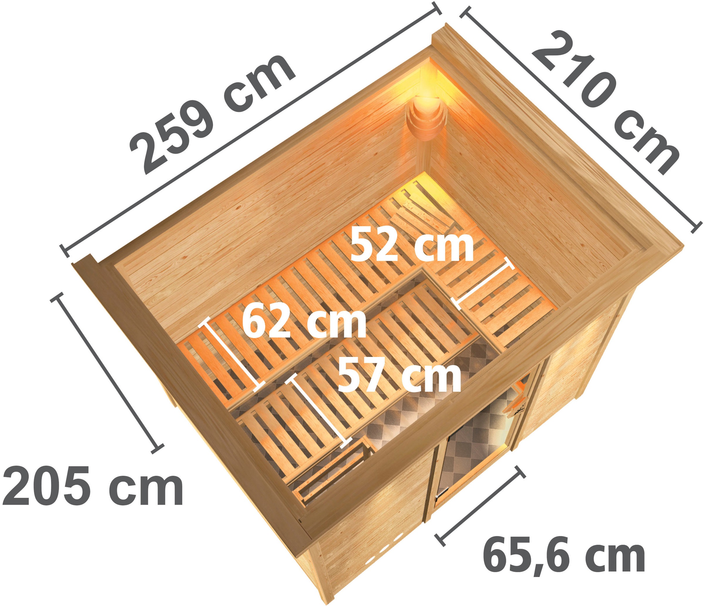 Karibu Sauna »Soraja« Set,  9-kW-Ofen mit integrierter Steuerung