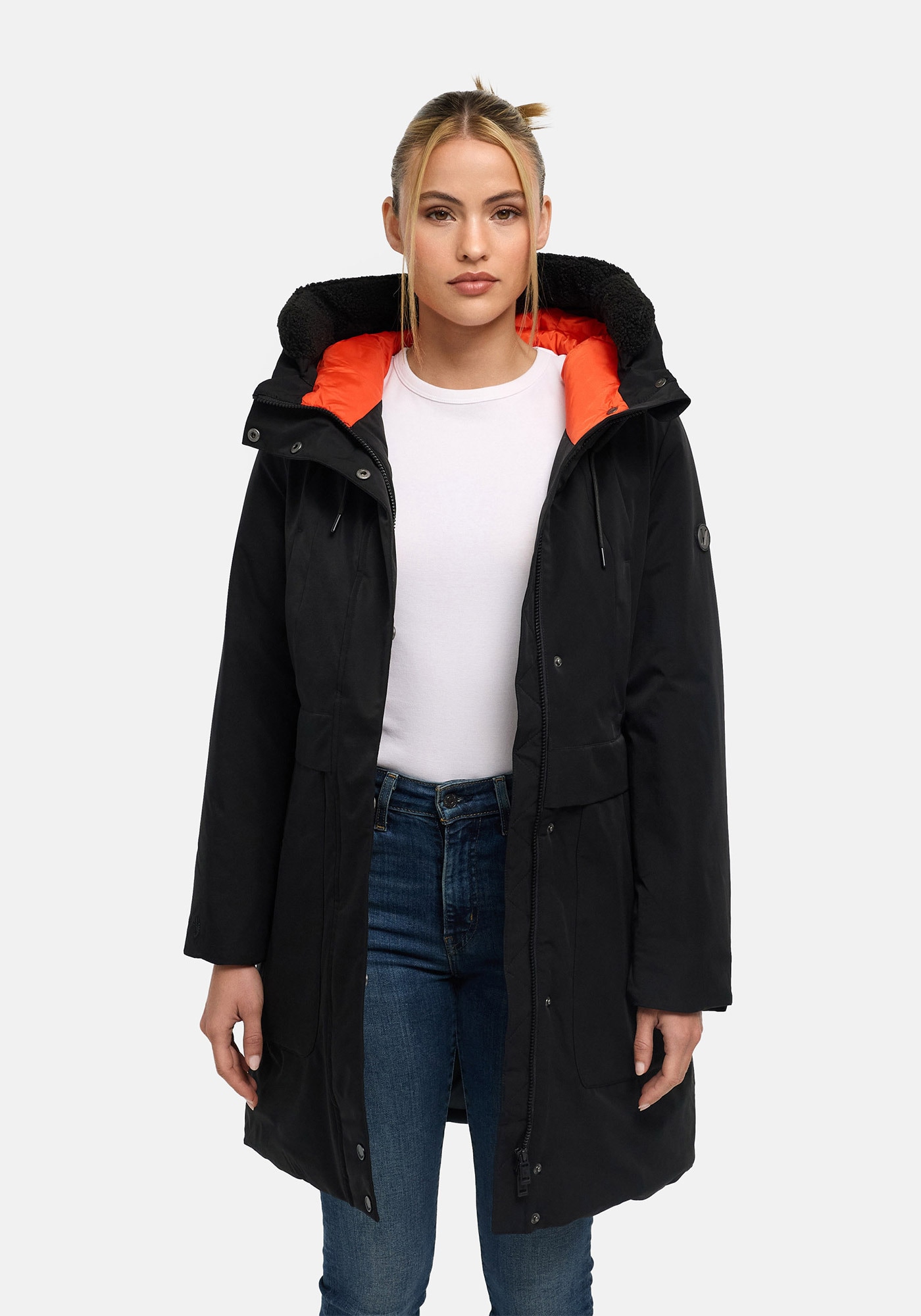 Marikoo Parka »Pakaami« mit Kapuze Winterparka mit Kapuze, Teddyfutter, aufgesetzten Taschen
