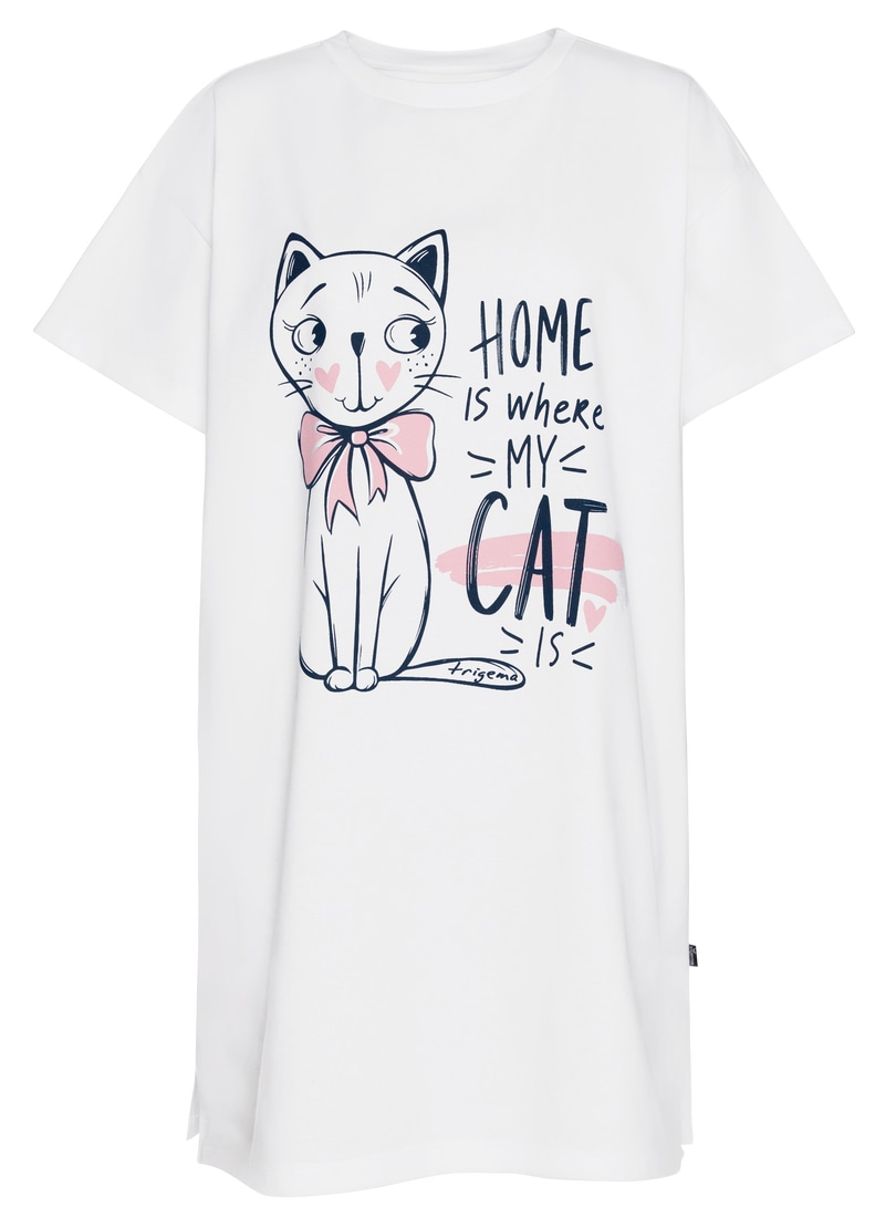 Trigema Pyjama »TRIGEMA Bigshirt mit süßem Katzen-Printmotiv«, (1 tlg.)