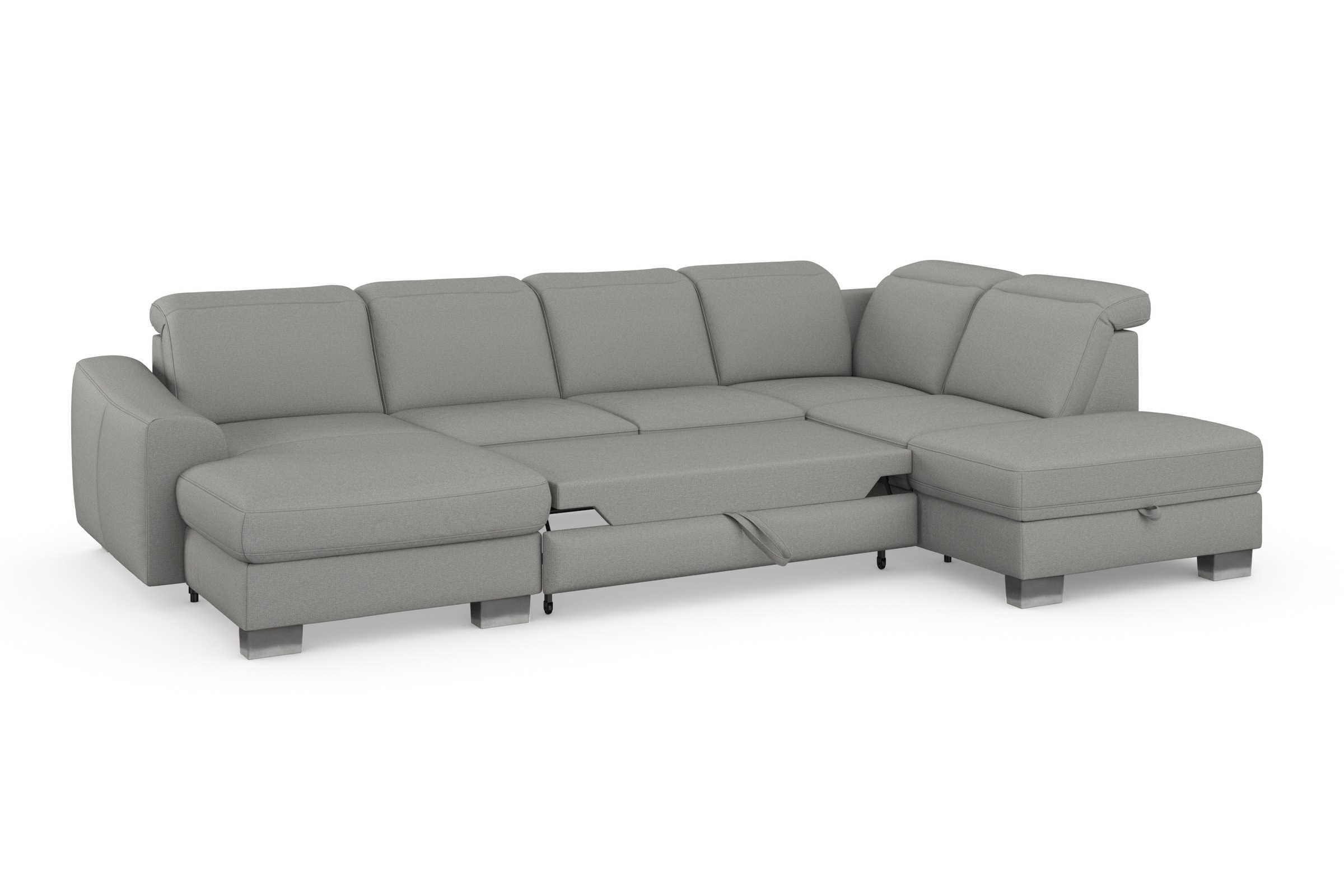 sit&more Wohnlandschaft »Dundee U-Form«, mit Federkern und Edelstahlfüßen, wahlweise mit Kopfteilverstellung