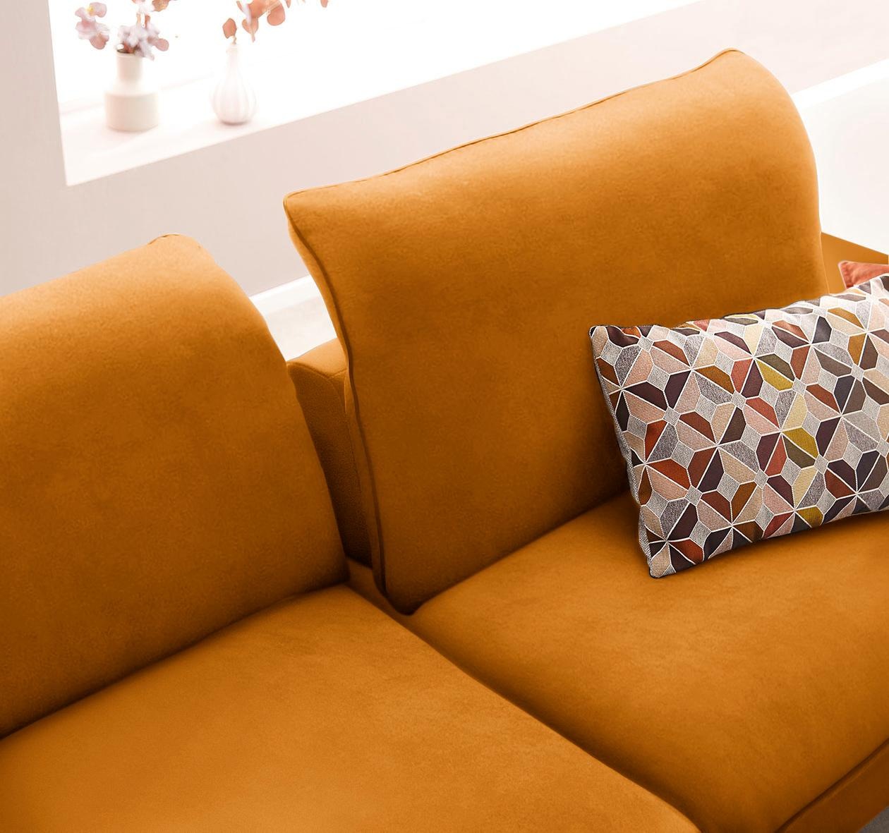 W.SCHILLIG Ecksofa »enjoy&MORE, Designsofa, elegant und bequem, L-Form«, mit Sitztiefenverstellung, Füße Chrom glänzend, Breite 294 cm