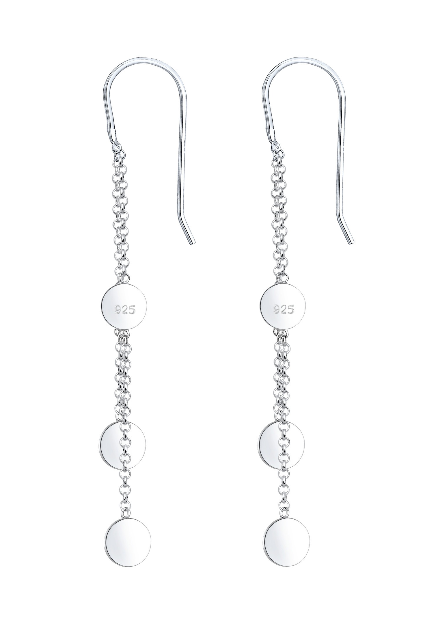 Paar Ohrhänger ELLI "Ohrhänger Geo Kreis Plättchen Trend 925 Sterling Silber", silber, Ohrringe, Damen, onesize, ohne Stein, Silber 925 (Sterlingsilber) 3