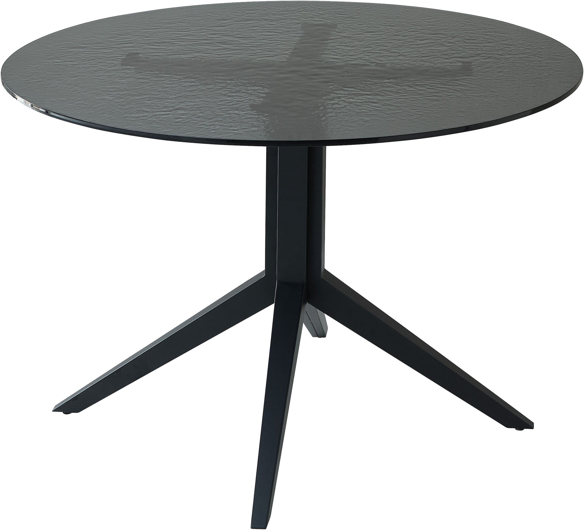 Stolkom Esstisch »Leano Glastisch rund schwarz, Esszimmertisch BxH 110x76 cm«, Sicherheitsglas Bruchsicher, Water Ripple Effekt schwarz getönt