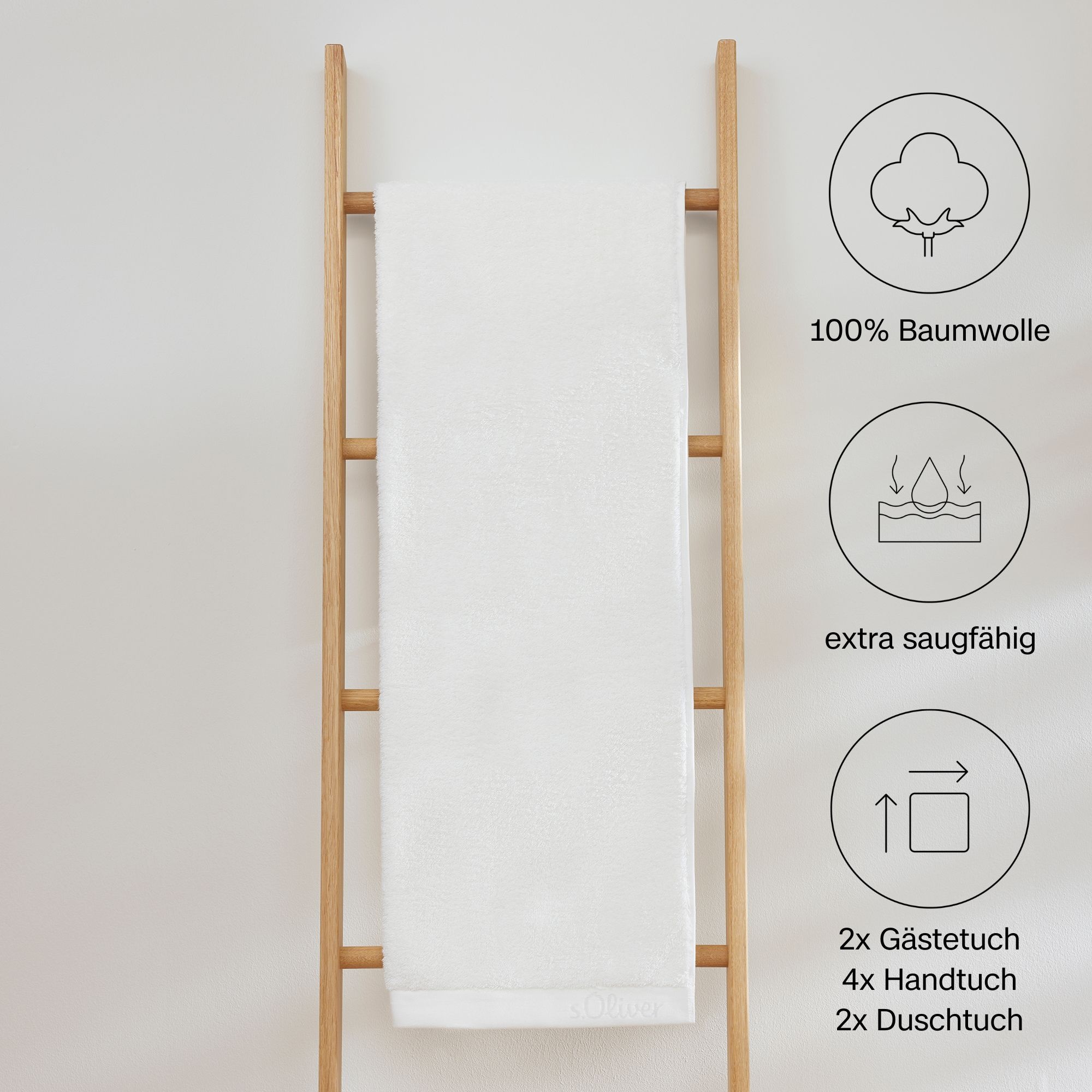 s.Oliver Handtuch Set »s.Oliver, Premium Qualität, 600 gr/m²«, Set, 8 tlg., Walkfrottier, 2 Gästetücher 30x50, 4 Handtücher 50x100, 2 Duschtücher 70x140