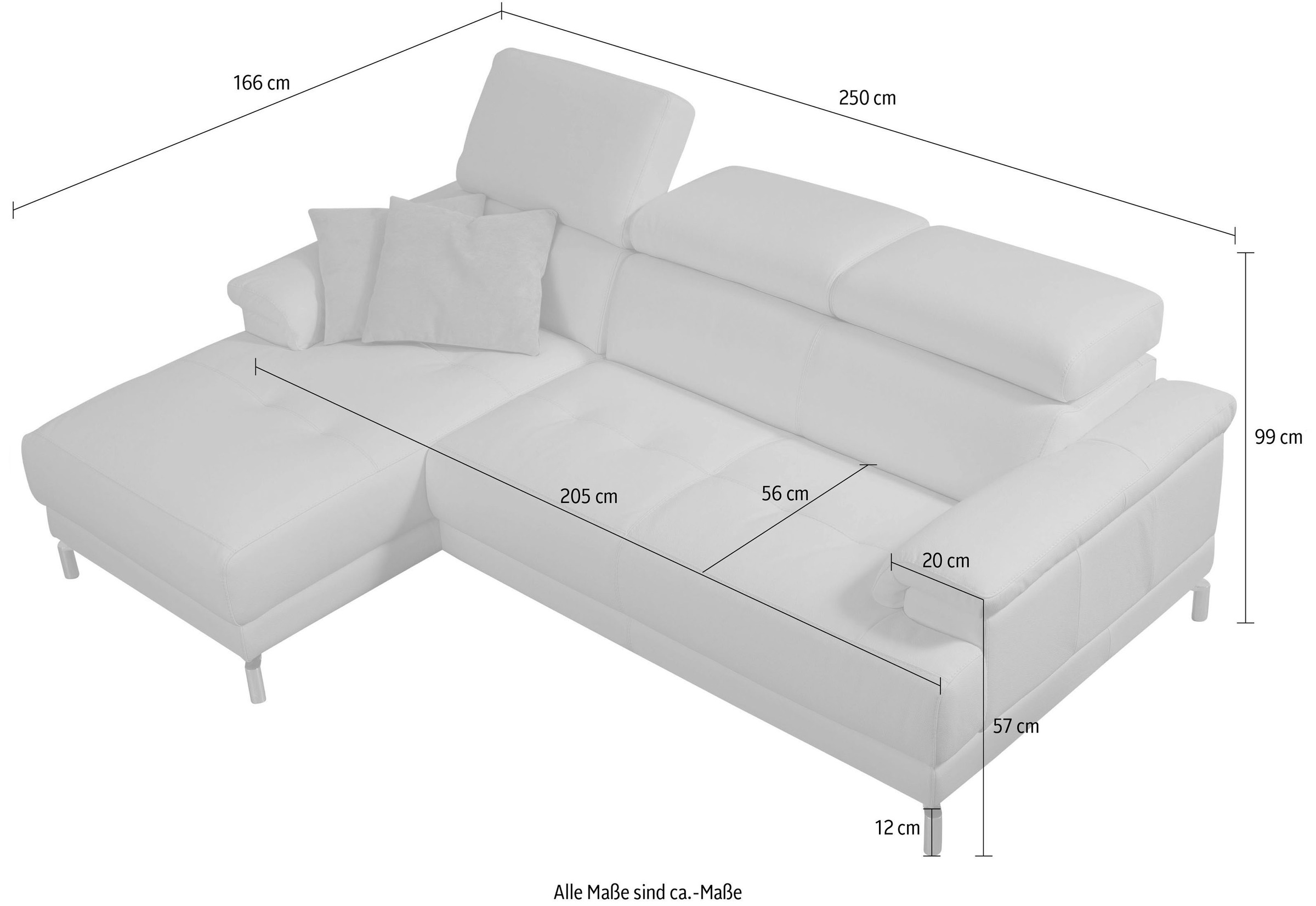 Egoitaliano Ecksofa »Soul, Design und Sitzkomfort auf hohem Niveau, tolle Details, L-Form«, mit Recamiere, inkl. Kopfteilverstellung