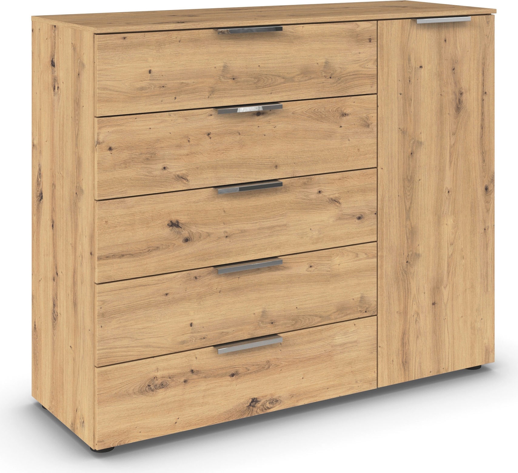 rauch Schubkastenkommode "Kommode Türkommode Sideboard Kombikommode FLIPP" Breite 120 cm mit 2 Einlegeböden, 1-türig mit 5 Schubladen und Soft-Close-Funktion