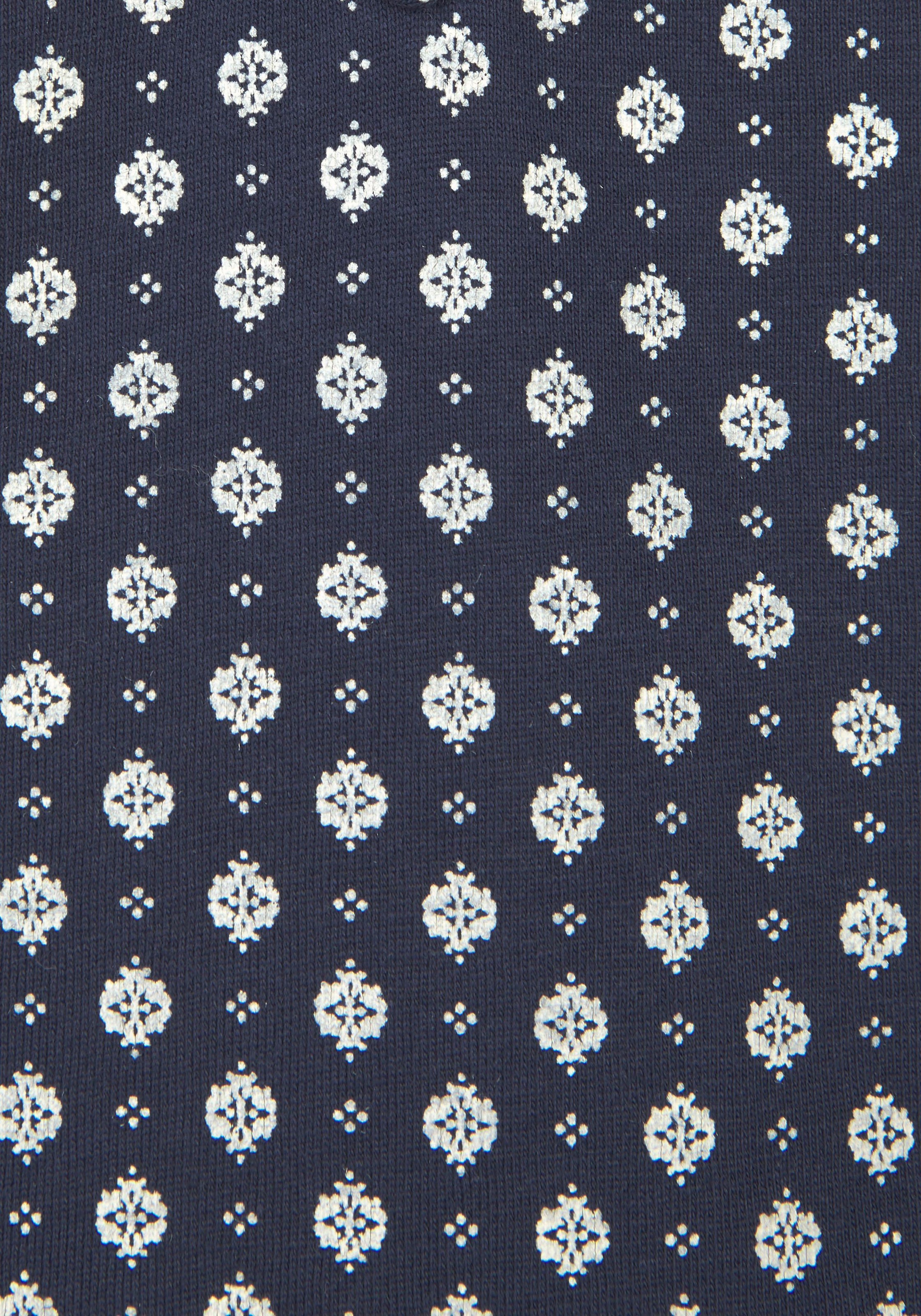 Blusenshirt LASCANA "mit Knopfleiste", Damen, Gr. 48/50, blau (navy), Single Jersey, Obermaterial: 65% Polyester (REPREVE), 35% Viskose, gemustert, bequem normal, V-Ausschnitt, Shirts Blusenshirt, aus pflegeleichter Qualität mit Viskose, Topseller 3