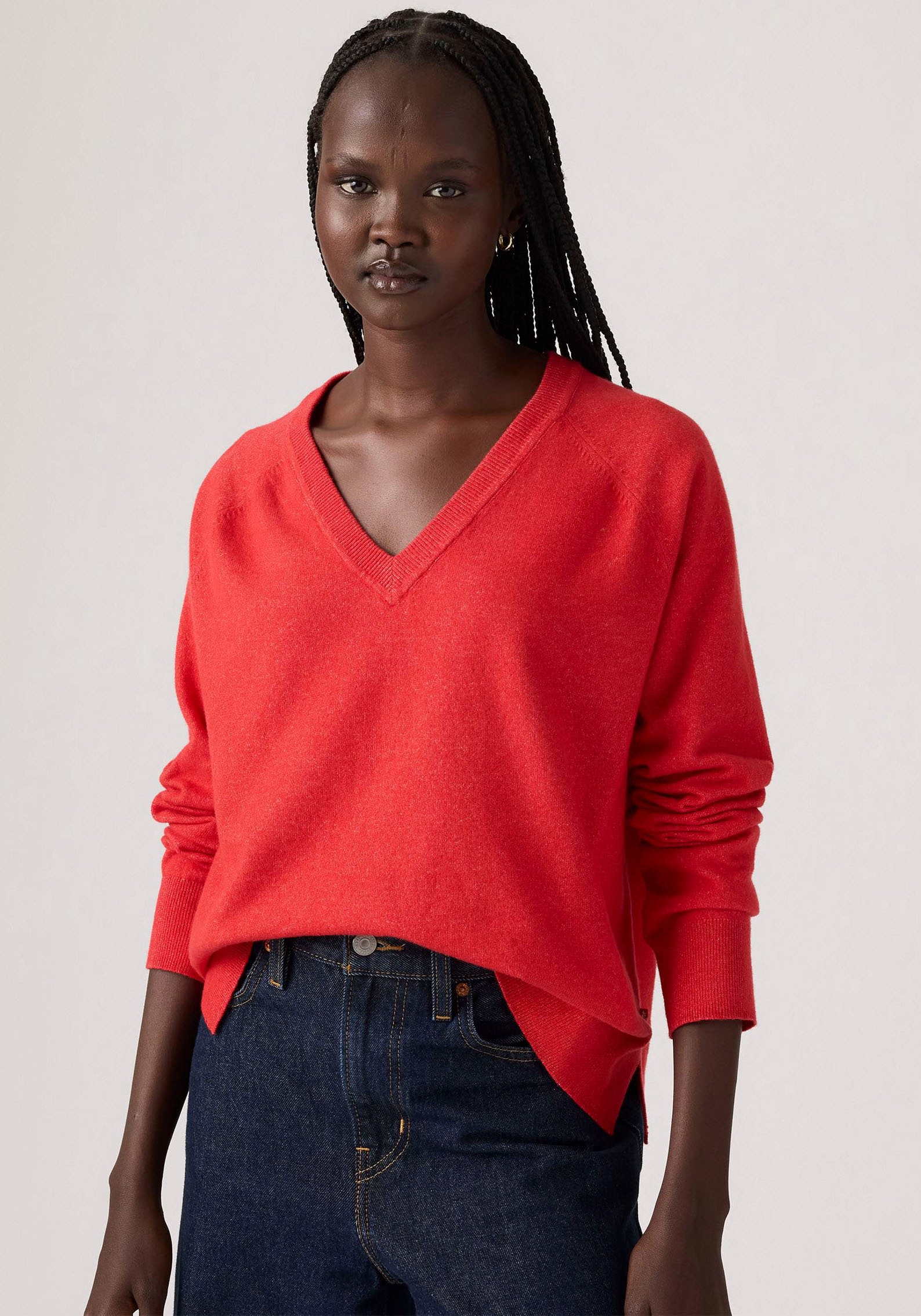 Levis V-Ausschnitt-Pullover "TARA SUPER SOFT V", im Bund beidseitig mit kur günstig online kaufen
