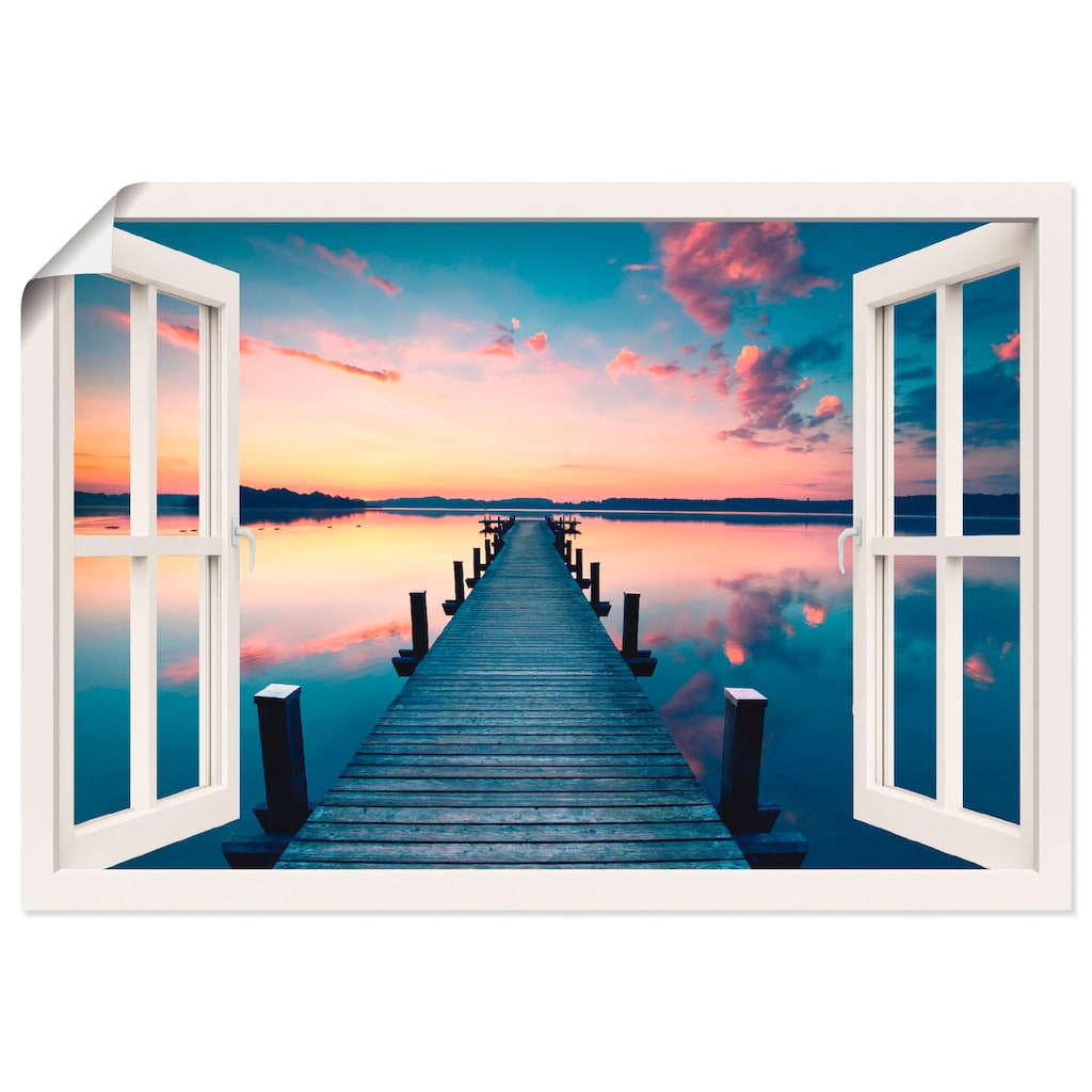 Artland Wandbild »Pier im Sonnenaufgang«, Fensterblick, (1 St.)