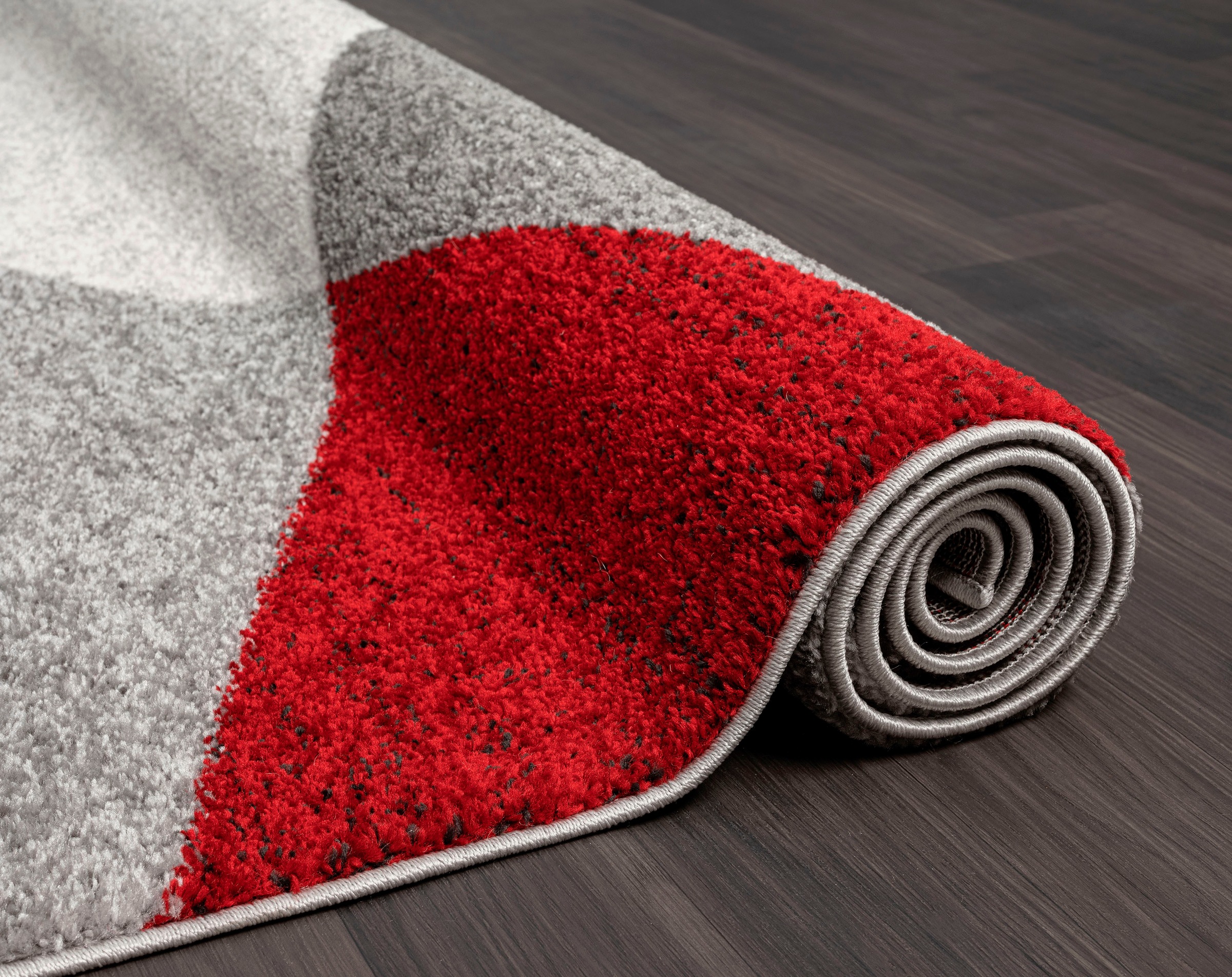 Teppich MERINOS "Thales 6100", bunt (grau, rot), B:200cm H:10mm L:280cm, Polyester, Teppiche, Teppich, Kurzflorteppich mit Konturenschnitt, Wohnzimmer 3