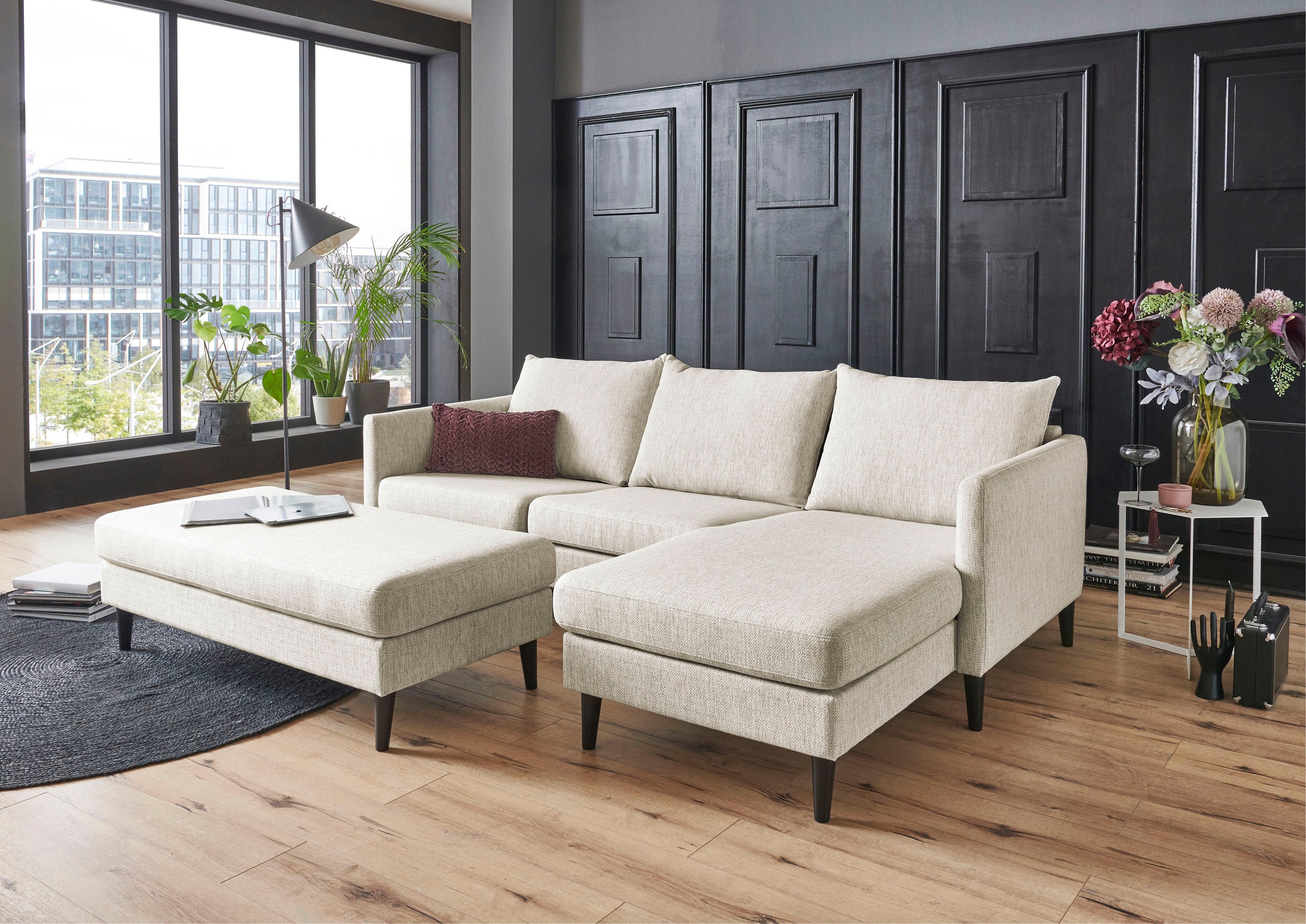 OTTO home Ecksofa "Rekvik L-Form" mit Wellenunterfederung, Ottomane beidseitig montierbar