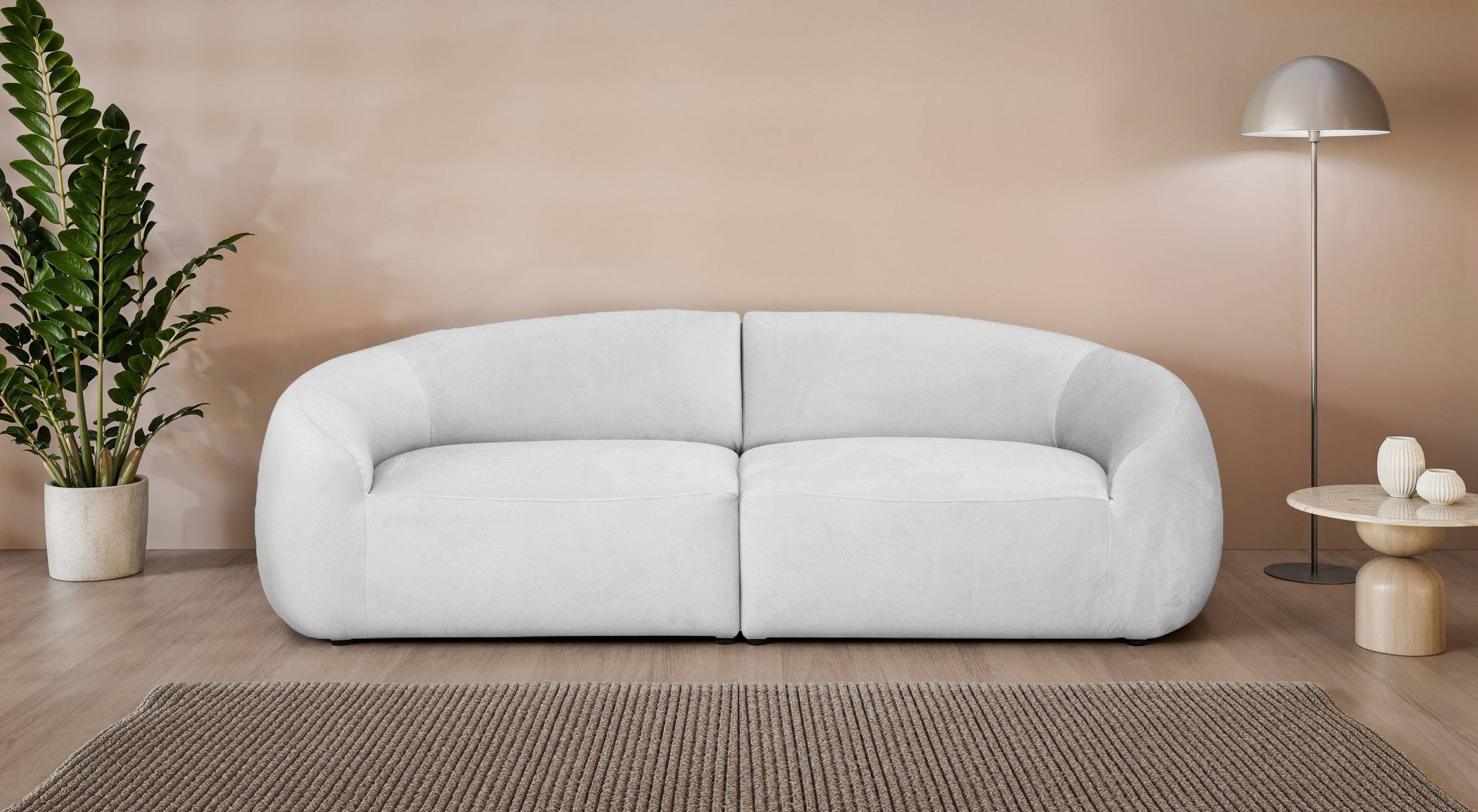 LeGer Home by Lena Gercke Big-Sofa "YANI, Designersofa, organische Form, Maße B/T/H: 240/64/81 cm" mit Wellenunterfederung, auch in Bouclé, passend zur Serie