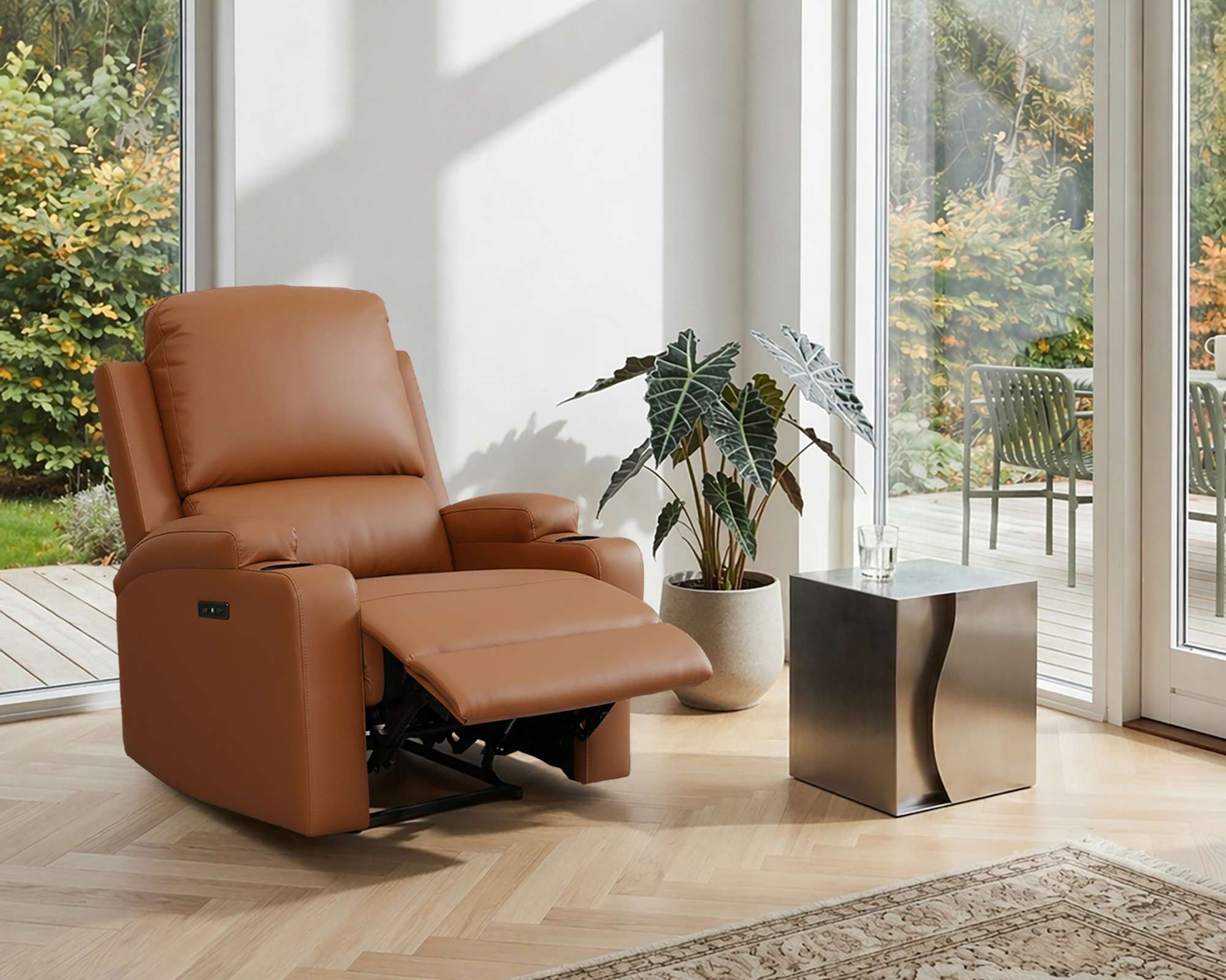 OTTO home Relaxsessel "NAPORI Lederoptik, Kinosessel, Multimedia-Sessel" TV-Sessel mit manueller u elektrischer Relaxfunktion u. Getränkehalter