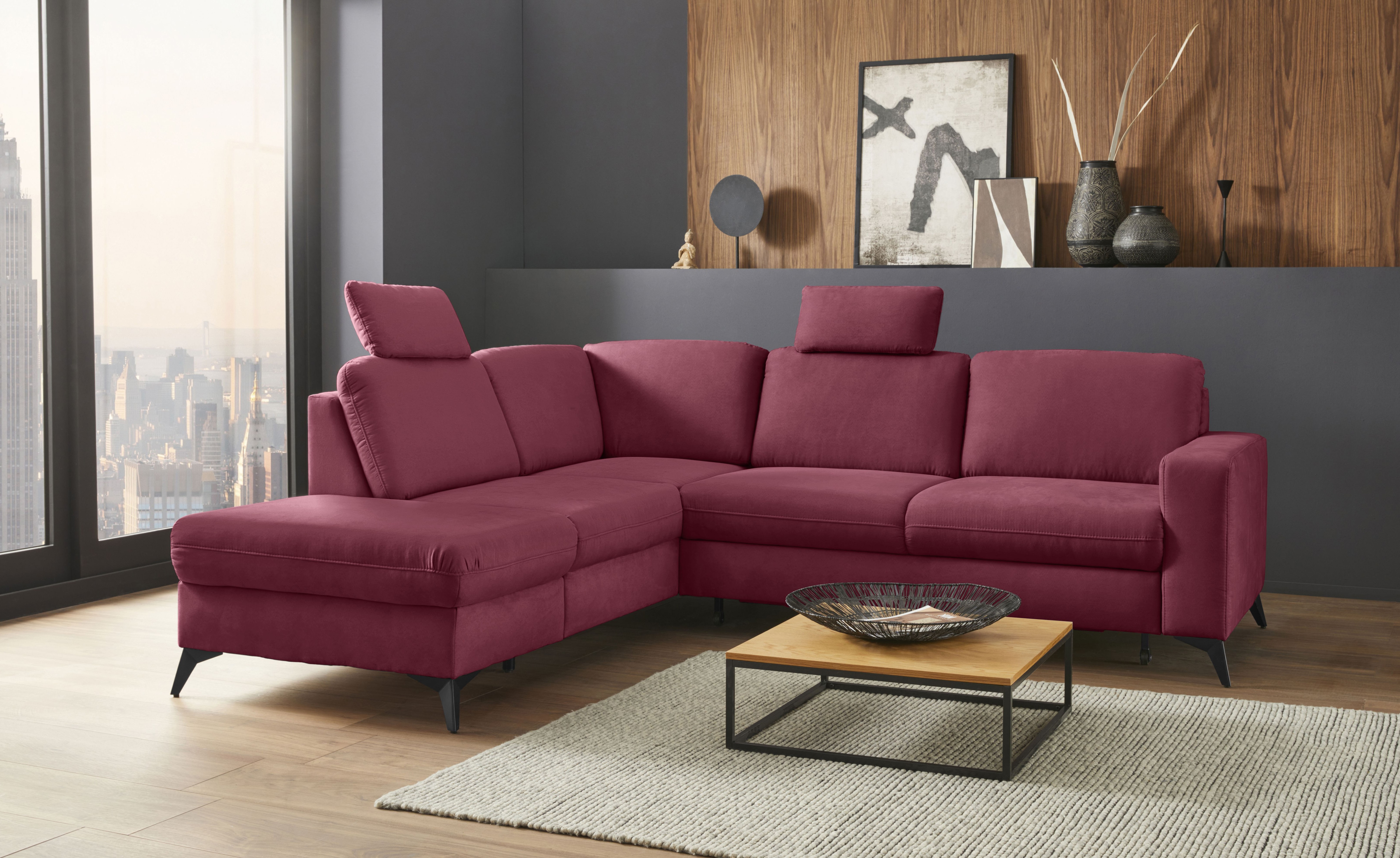 Home affaire Ecksofa "Lolland L-Form" Wahlweise mit Schlaffunktion und Stauraum, auch mit abwischbarem Bezug