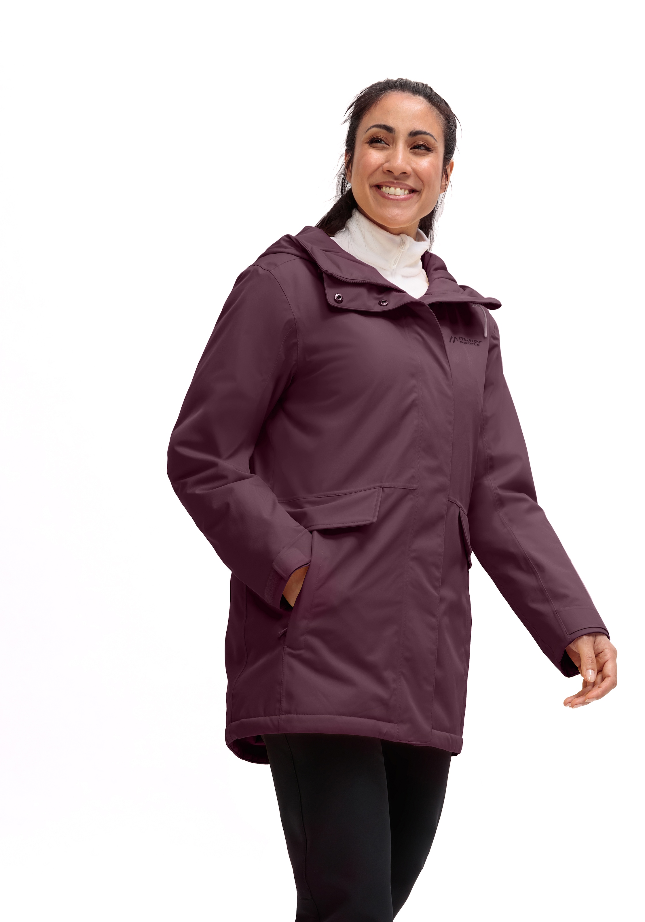 MAIER SPORTS Damen Winterjacke "DA-MANTEL MTEX EL. LISBON COAT"rich soil, Gr. 44, Obermaterial: 100% Polyester, Jacken