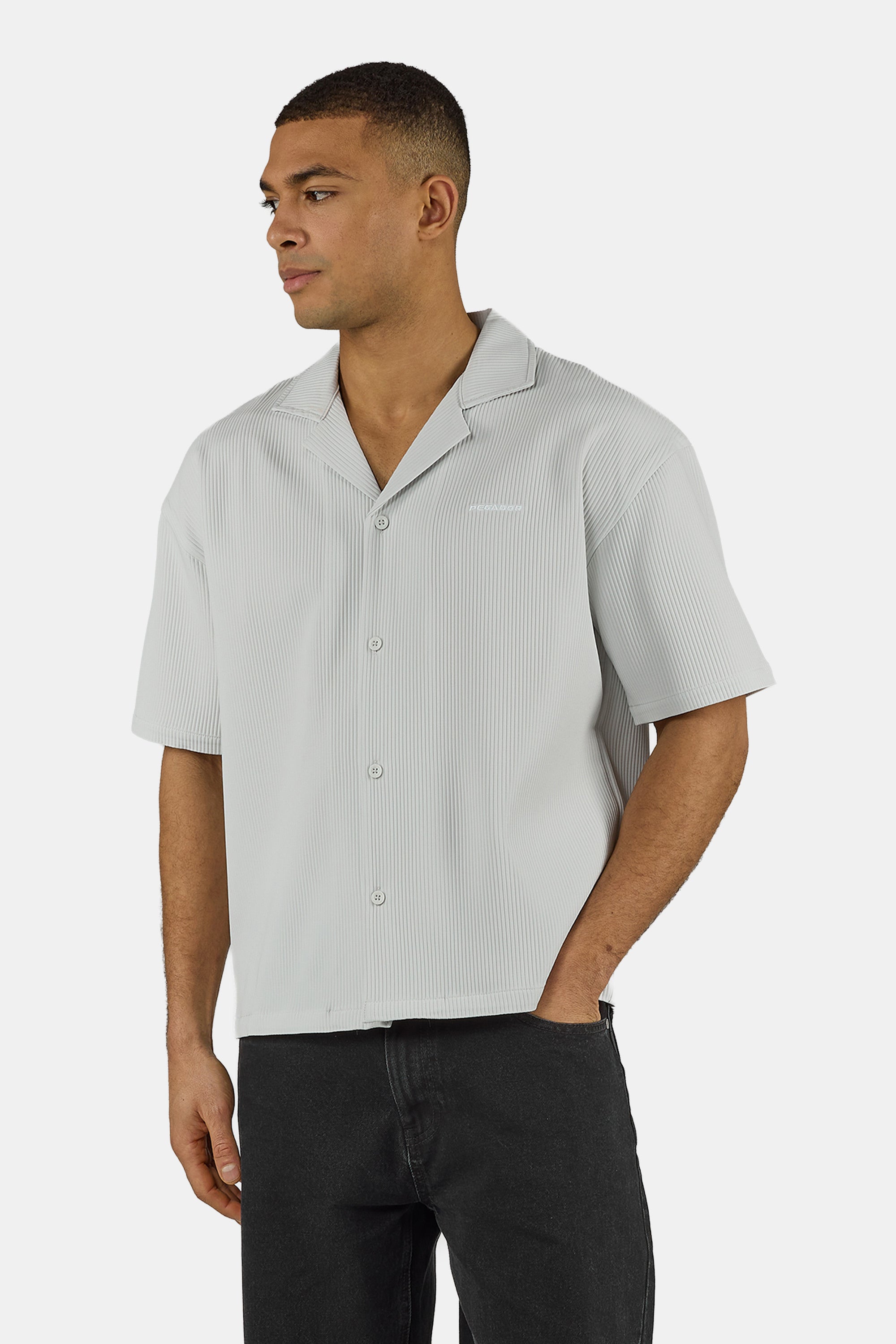 PEGADOR Kurzarmhemd "TROY PLISSEE SUMMER SHIRT" Baumwollmischung, regular fit