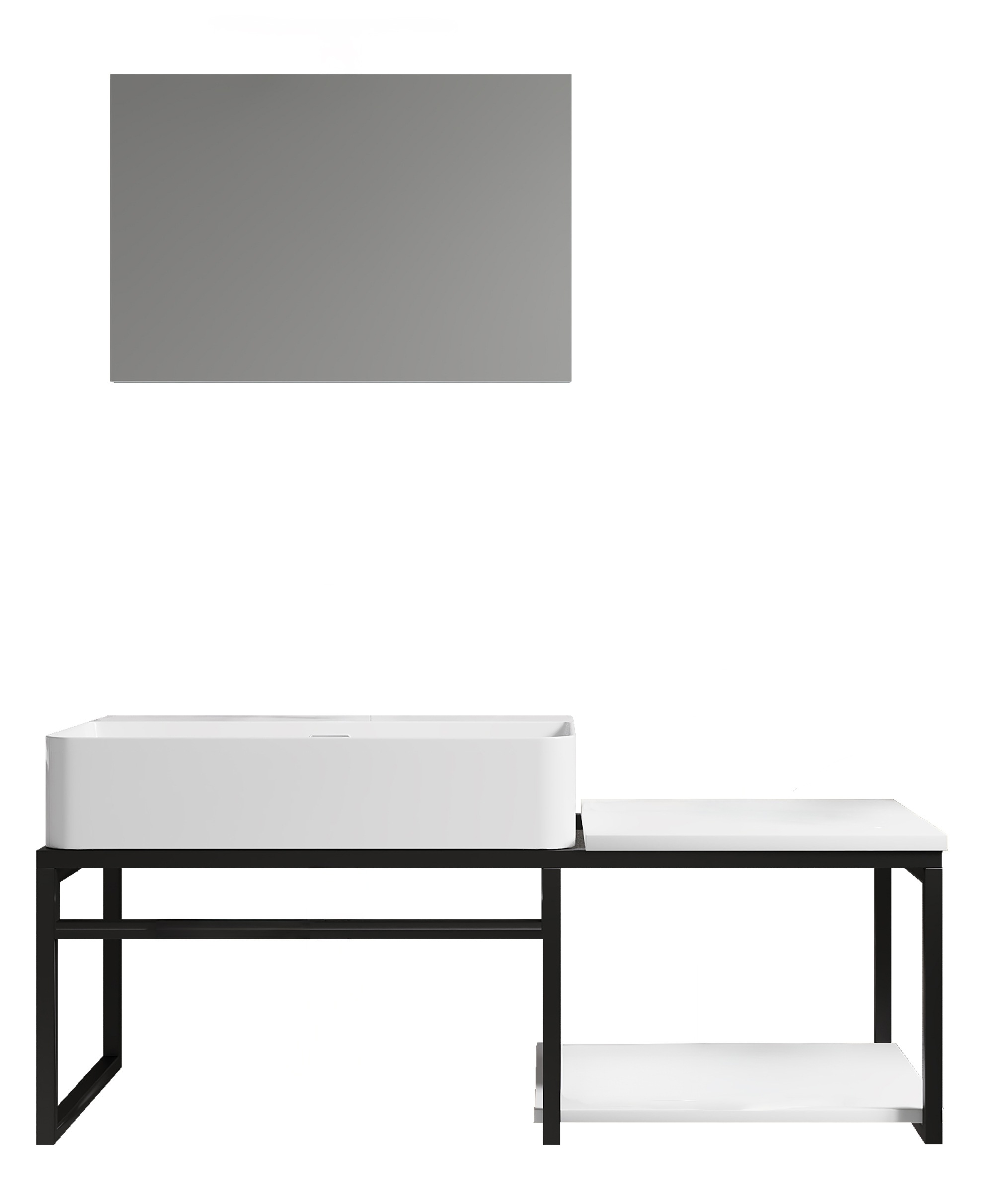 VCM Waschbeckenunterschrank »VCM 3-tlg. Waschplatz Waschtisch Badmöbel Set Waschbecken Holz Metall Industrial Style Bitila 100 V1«, (3 St.)