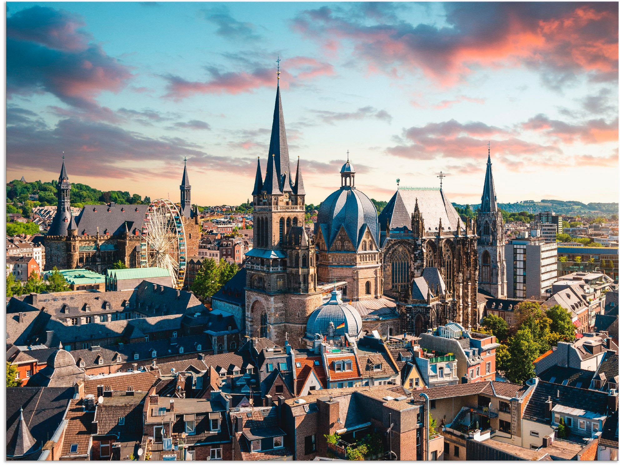 Artland Alu-Dibond-Druck "Aachen Panorama I", Deutschland, (1 St.), für Innen- und Außenbereich geeignet, Outdoorbild