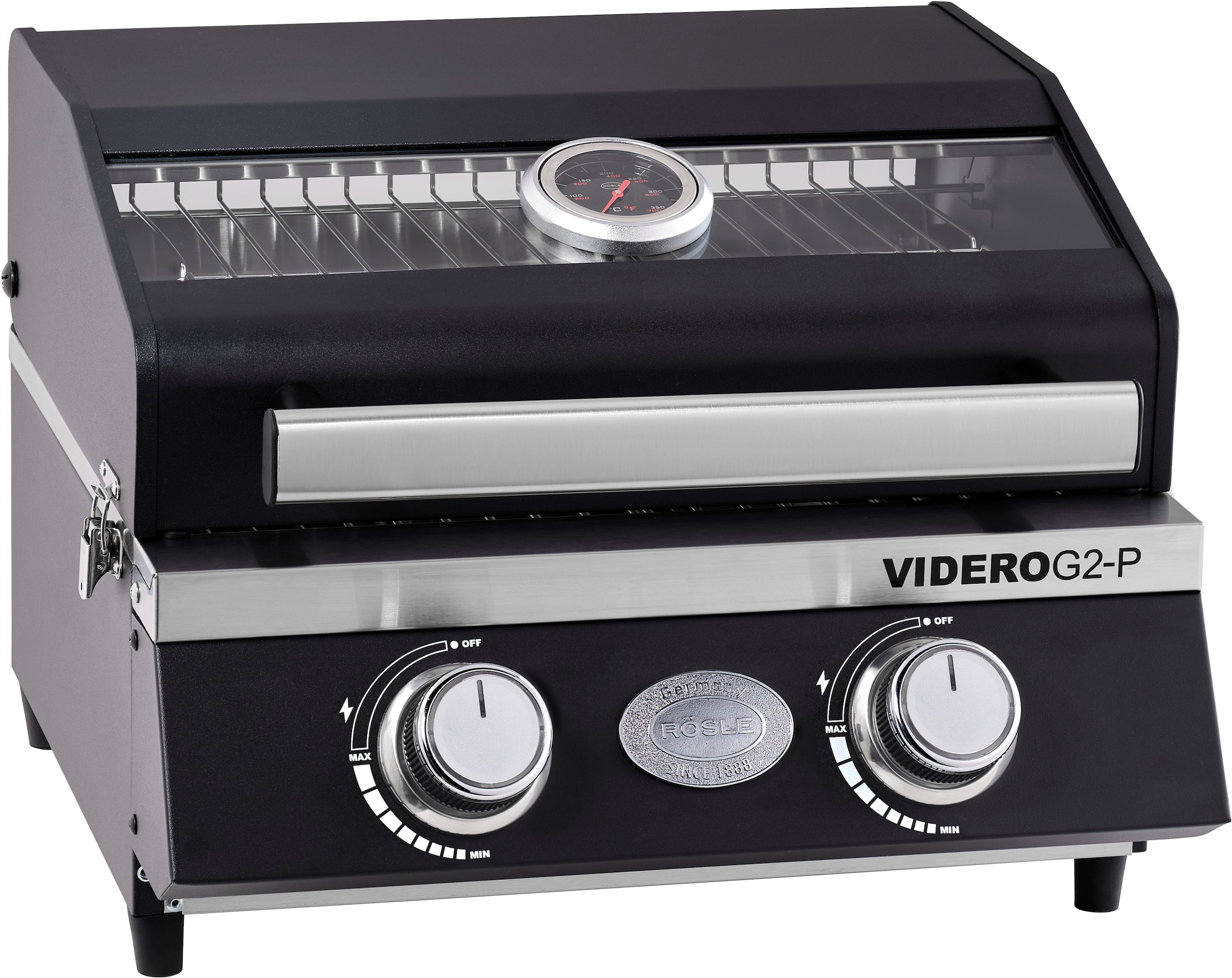 RÖSLE Gasgrill »BBQ-Portable VIDERO G2-P«, tragbar, variable Temperatursteuerung, Betrachtungsfenster