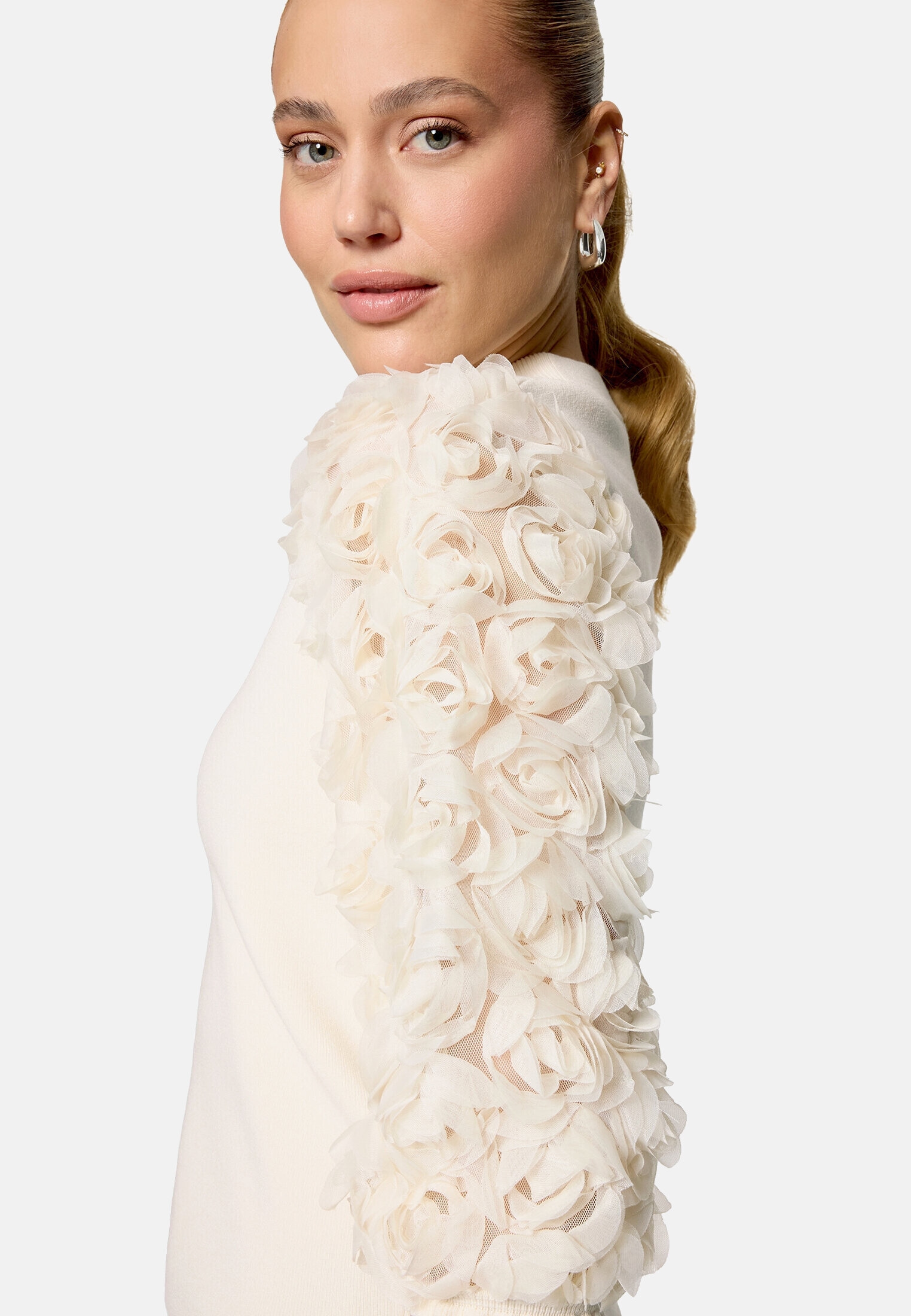 Zero Strickpullover »Damen mit 3D Blüten« 1 drapiert / gerafft