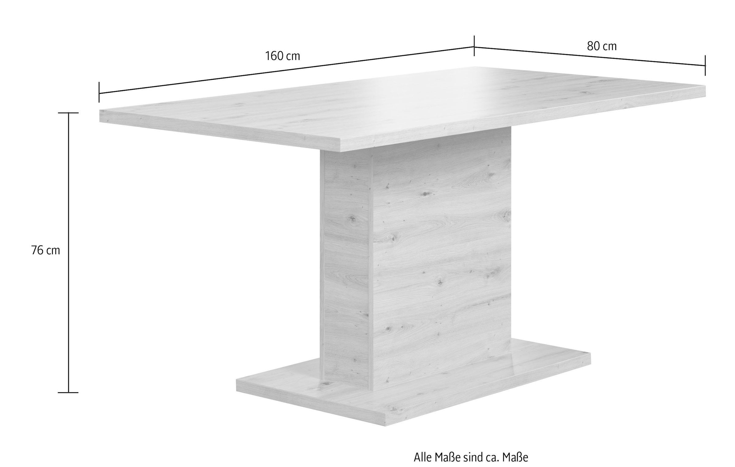 Home affaire Esstisch »Ambres« Säulen-Esstisch - (B/T/H) 160/80/76 cm