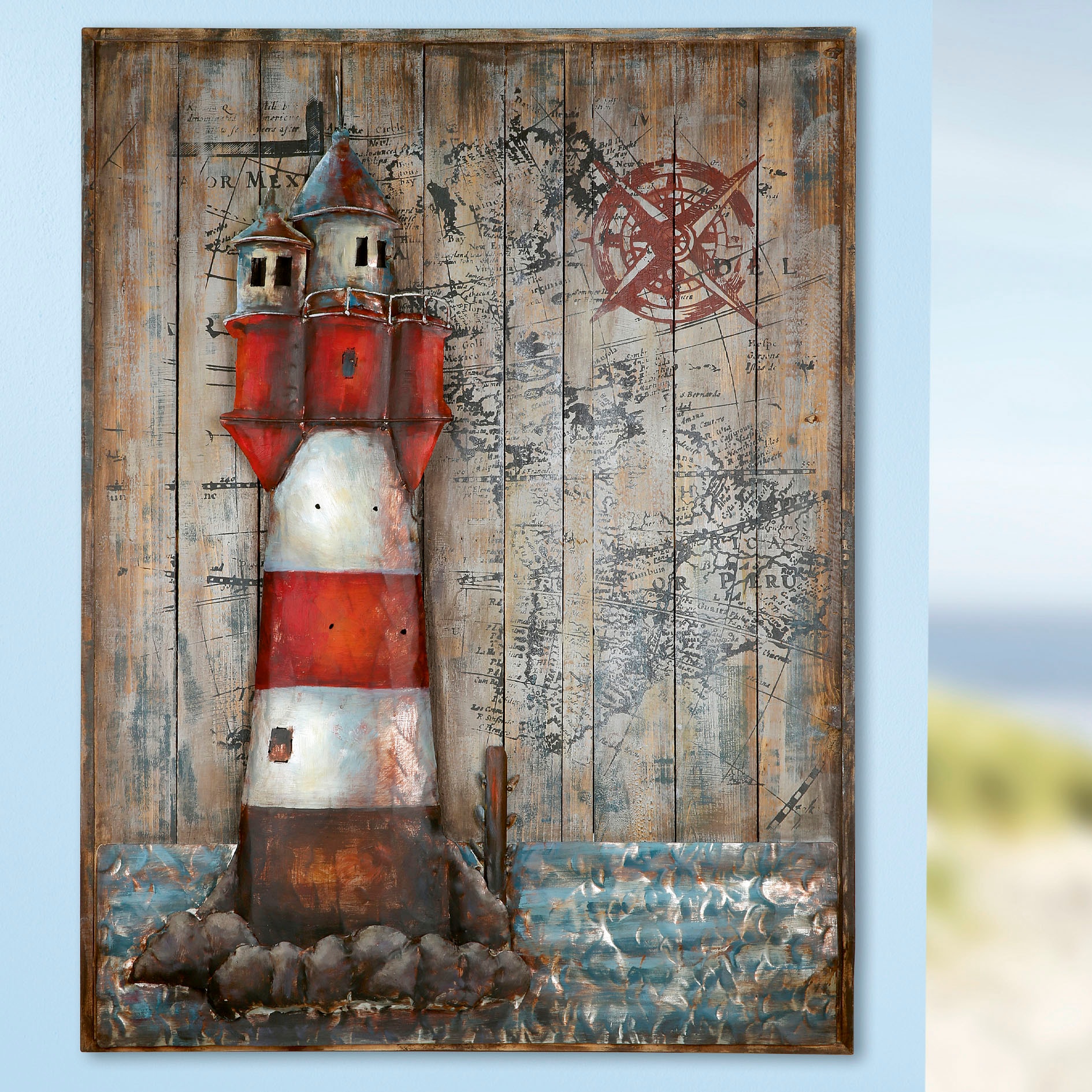 GILDE GALLERY Metallbild "Kunstobjekt Leuchtturm", Leuchtturm, (1 St.) günstig online kaufen