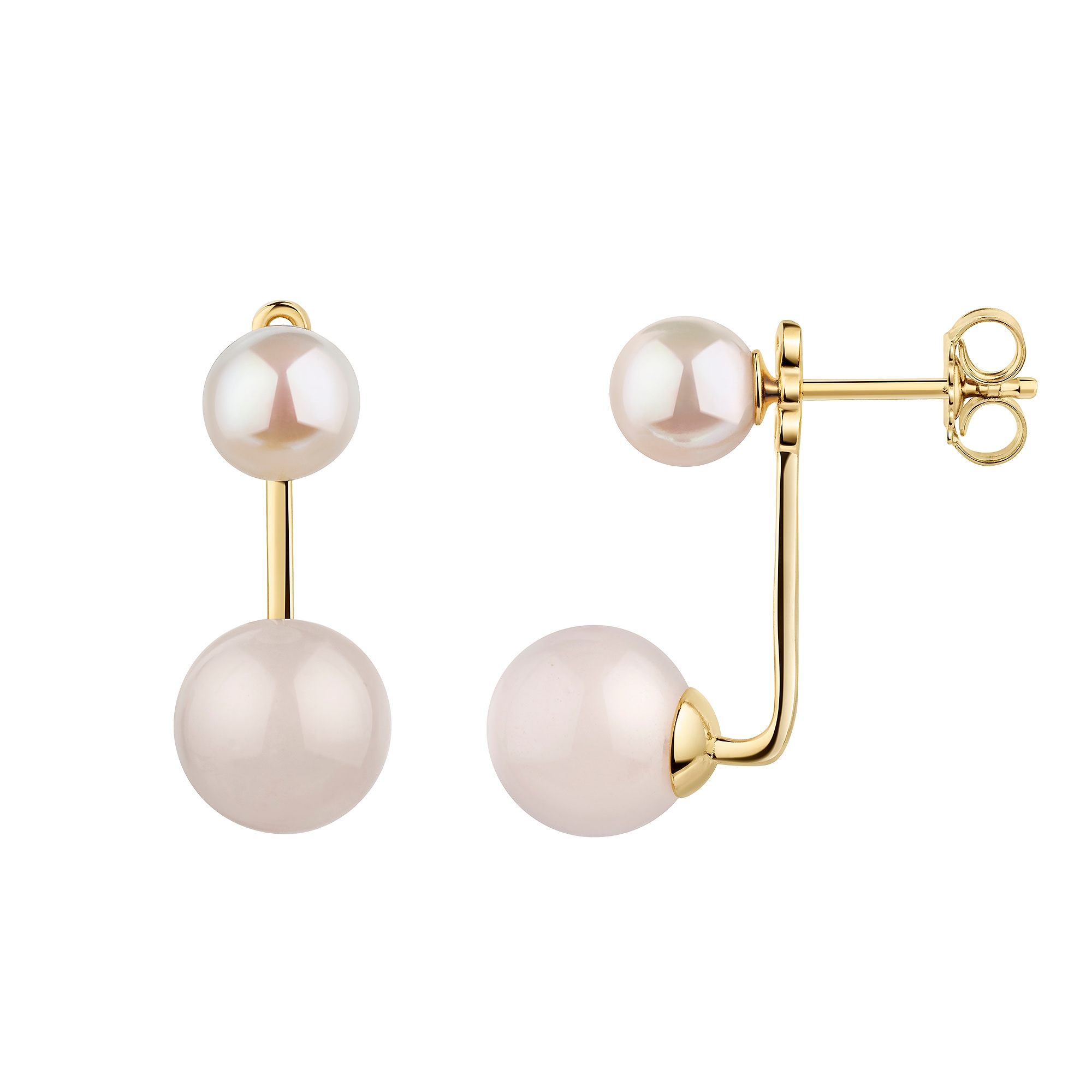 Firetti Paar Ohrstecker »Schmuck Geschenk Silber 925 Ohrschmuck Ohrringe Kugeln« mit Quarz - mit Süßwasserzuchtperle - Einhänger abnehmbar