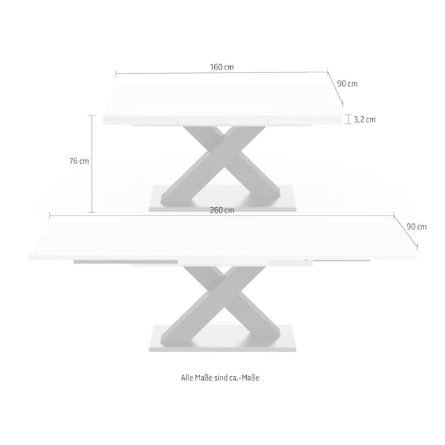 mit X-Gestell Esstisch graphit Auszugsfunktion, C«, 160-260 BAUR kaufen Mäusbacher mit cm in Breite | und »Komfort