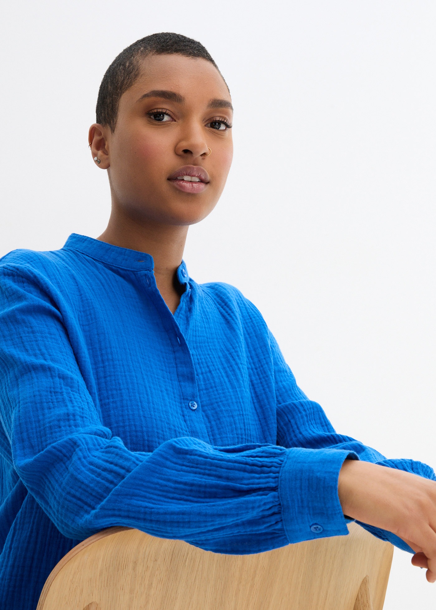 Thumbnail - bonprix Langarmbluse "Musselin-Longbluse aus Baumwolle", Musselin-Longbluse aus Baumwolle