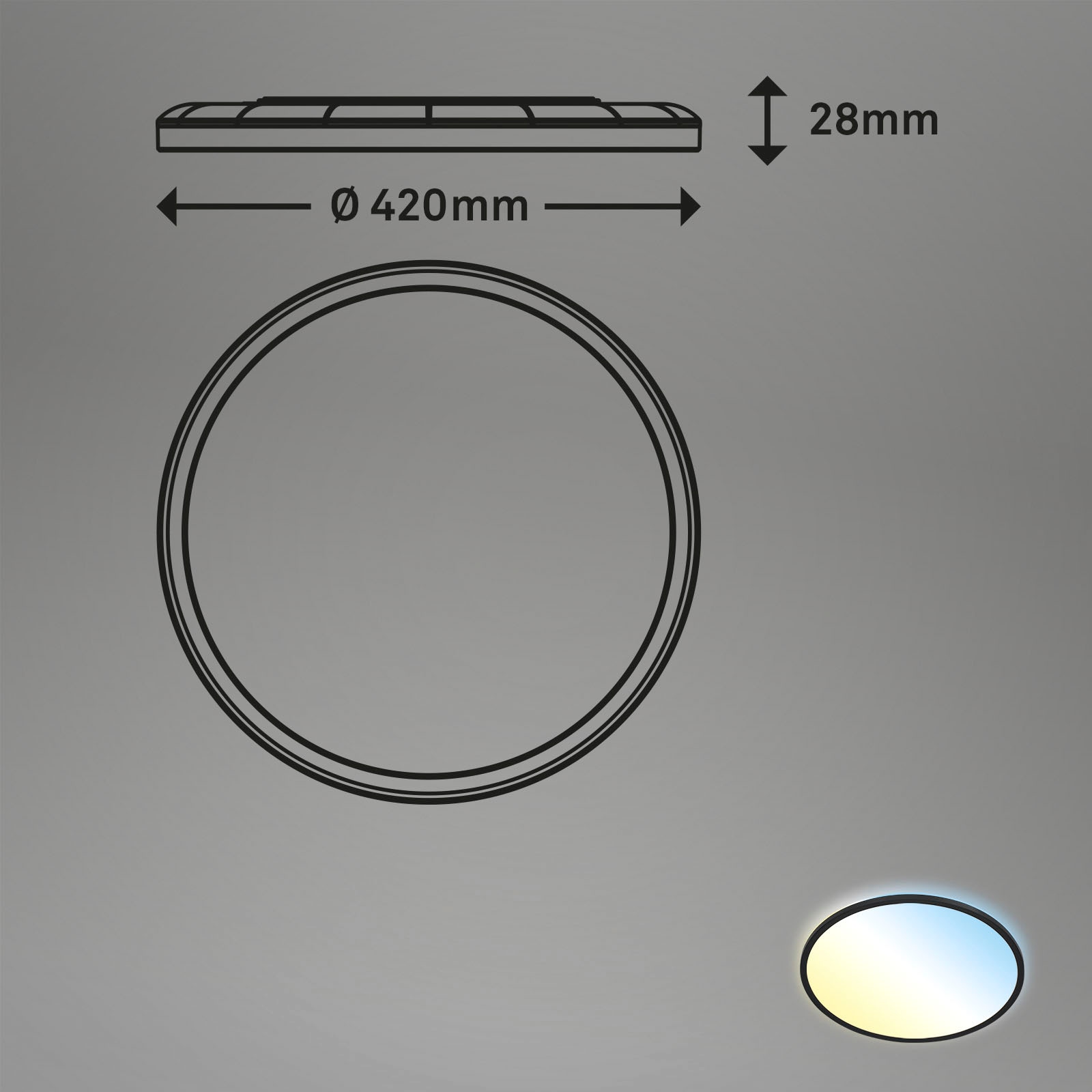 Briloner Leuchten LED Panel »7080015 SLIM«, Leuchtmittel LED-Board | LED fest integriert, Deckenlampe, 42x2,9cm, Schwarz, 22W, Wohnzimmer, Schlafzimmer, Küche