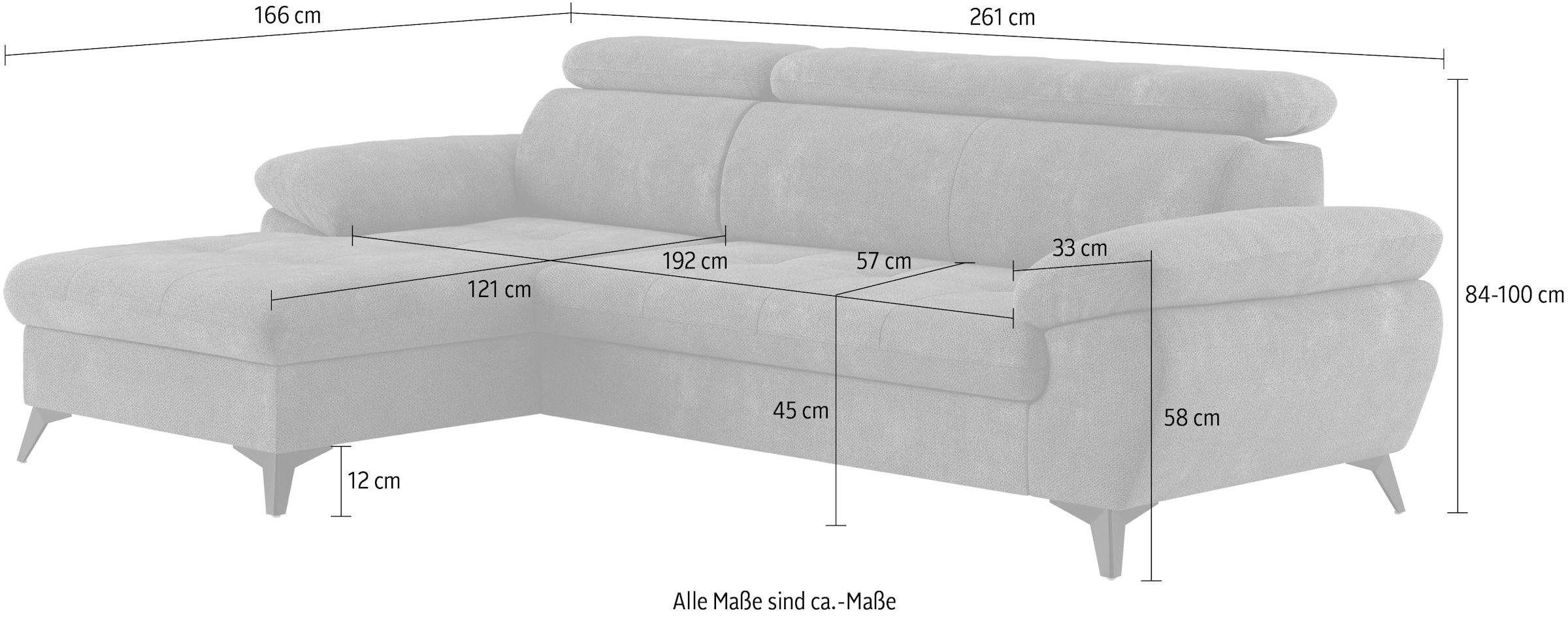 COTTA Ecksofa »Hudson L-Form«, mit Kopfteilverstellung, wahlweise mit Bettfunktion & Bettkasten