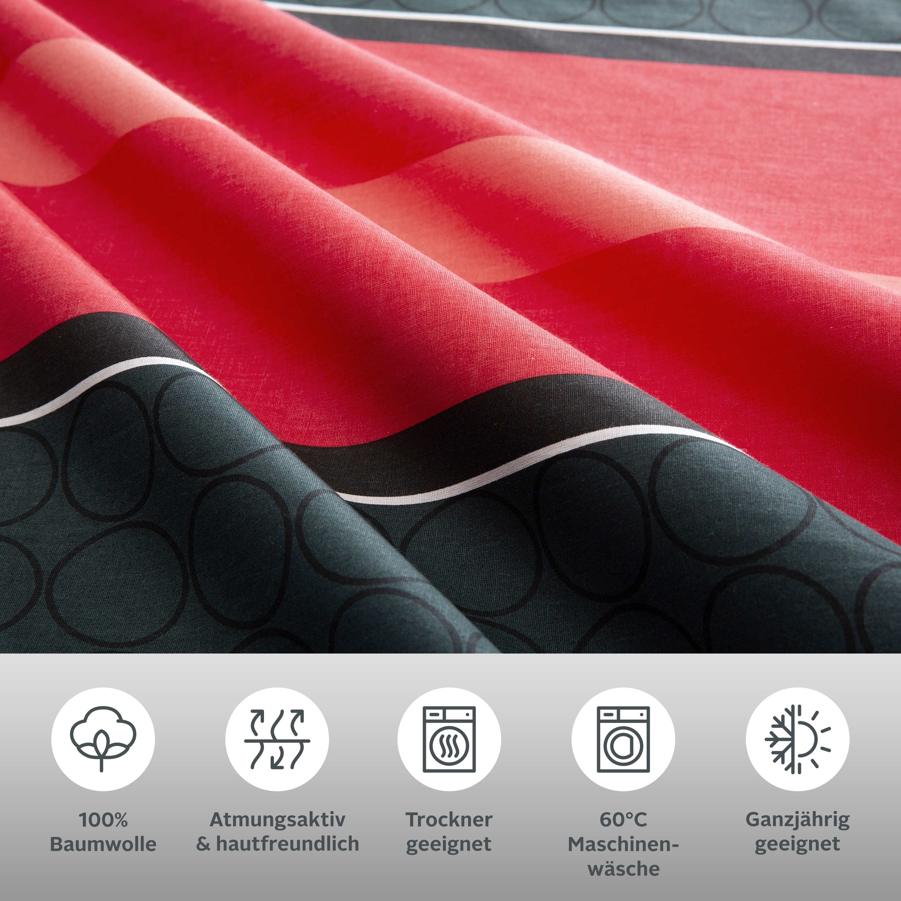 Thumbnail - OTTO home Bettwäsche "Circle" 2 Stk. tlg. Bettwäsche aus Baumwolle mit Streifen-Design, moderne Bettwäsche