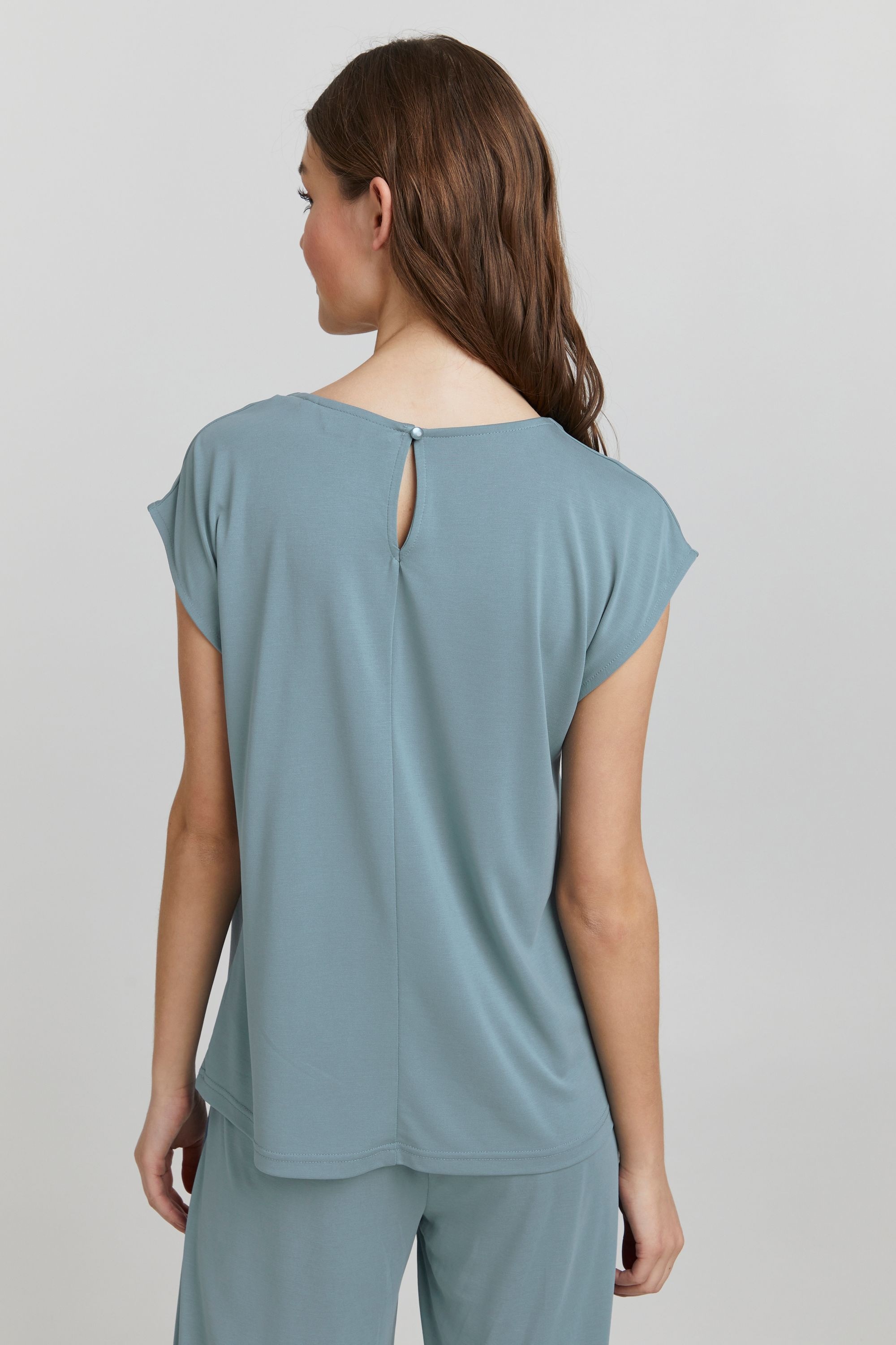 Shirttop OXMO "Blusentop OXBjalla", Damen, Gr. S, blau (smoke blau), Obermaterial: 64% Modal CMD. 36% Polyester PES., Tops Shirttop 3