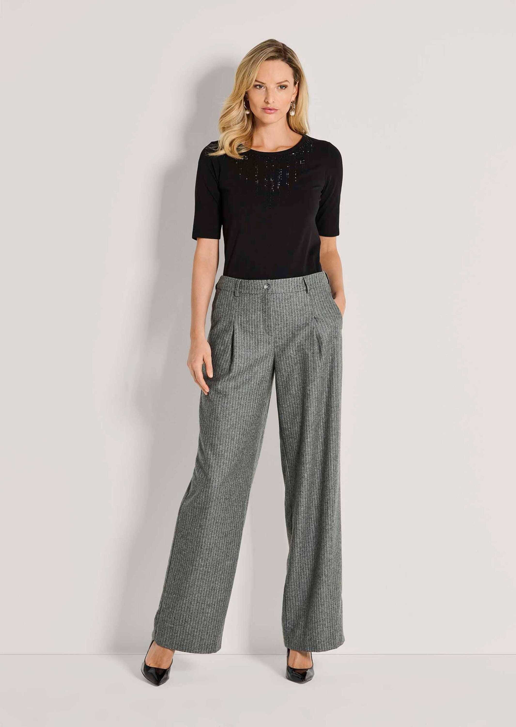 MADELEINE Bundfaltenhose »Flanellhose Flanellhose mit weitem Bein«