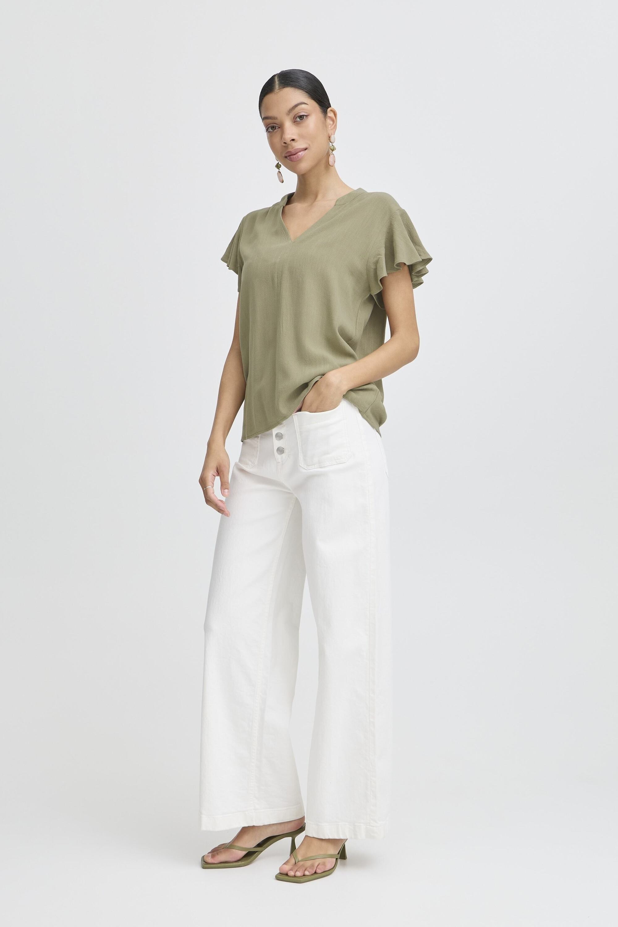 b.young Kurzarmbluse "Damen Kurzarm-Bluse BYFILINEN"