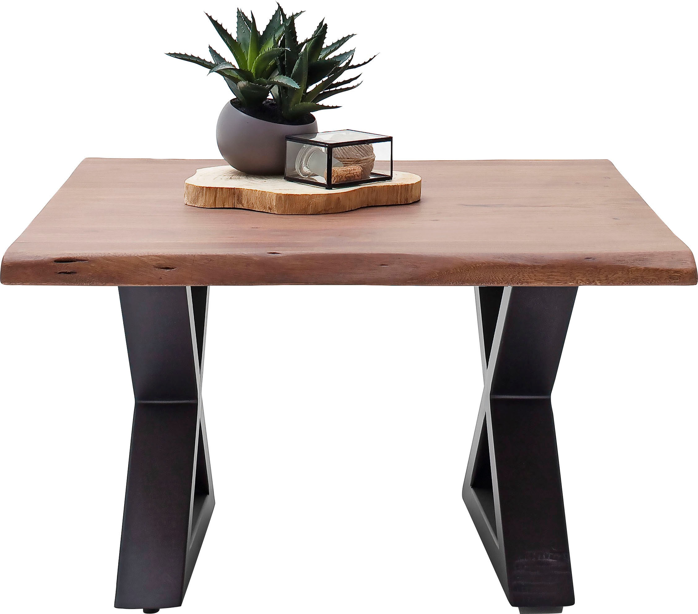 MCA furniture Couchtisch »Cartagena«, Couchtisch Massivholz mit Baumkante und natürlichen Rissen und Löchern